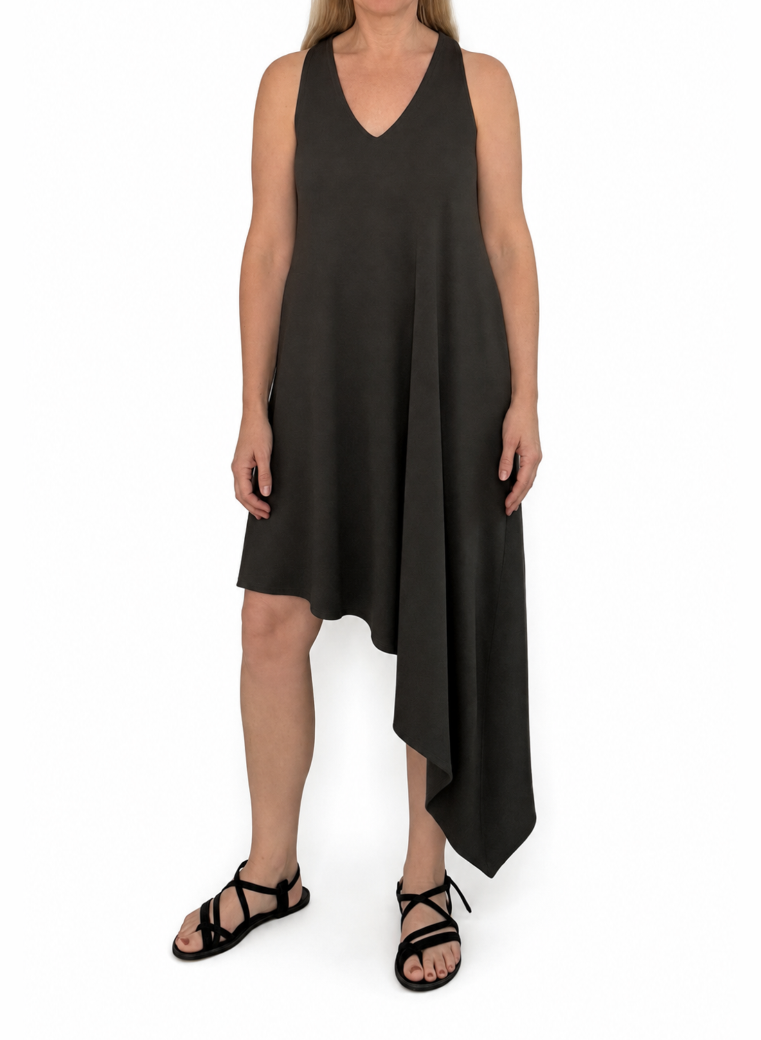 Jersey V-Neck Dress - Black - Meg