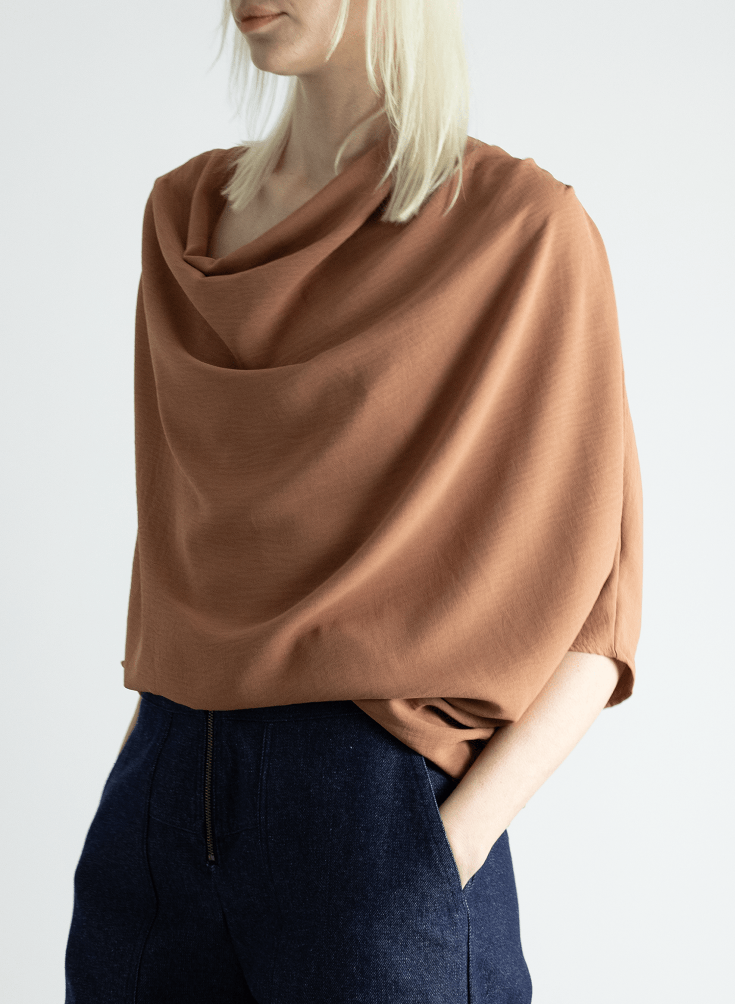 Abstraction Cowl Top - Latte - Meg Canada