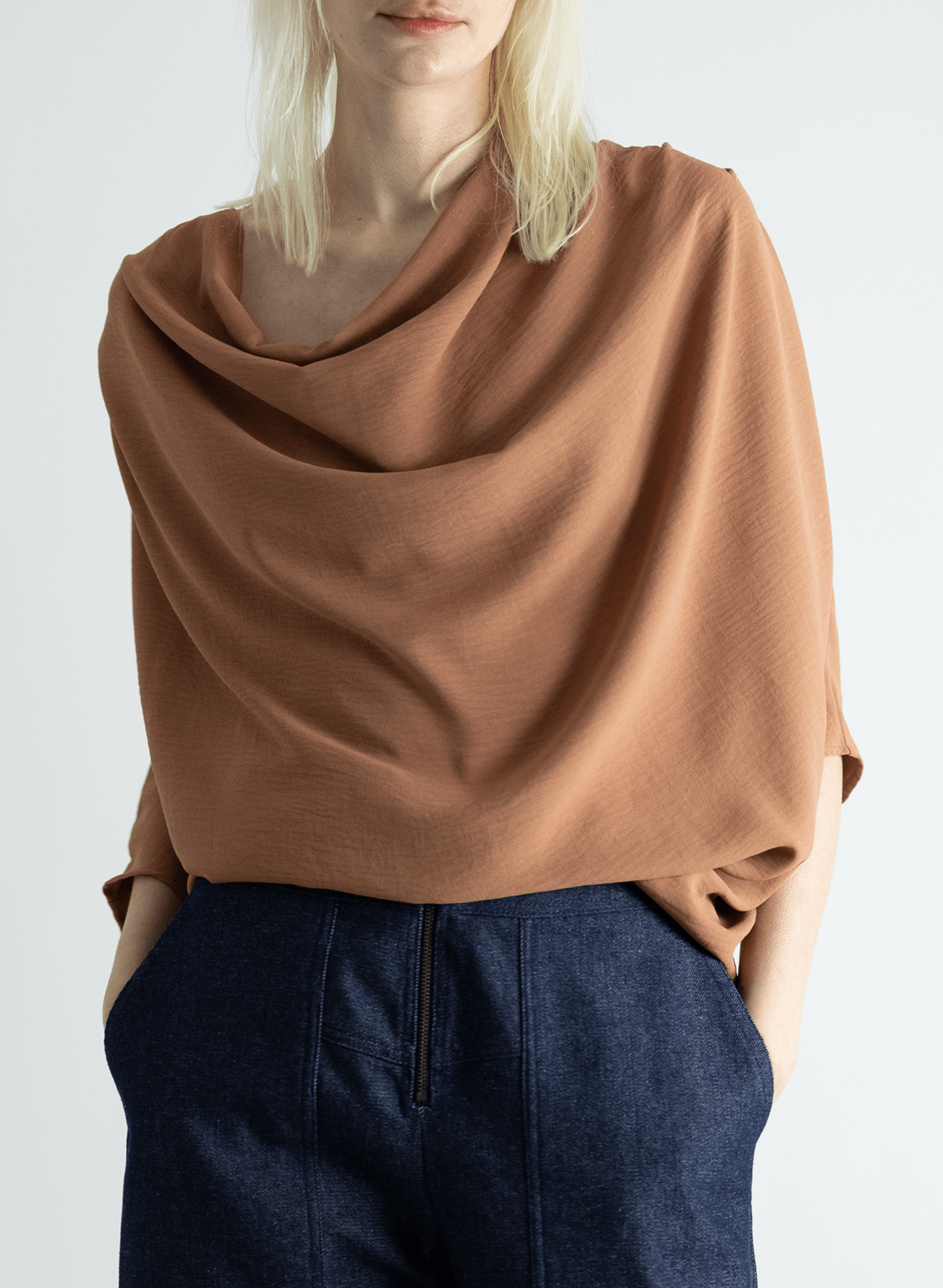 Abstraction Cowl Top - Lilac - Meg Canada