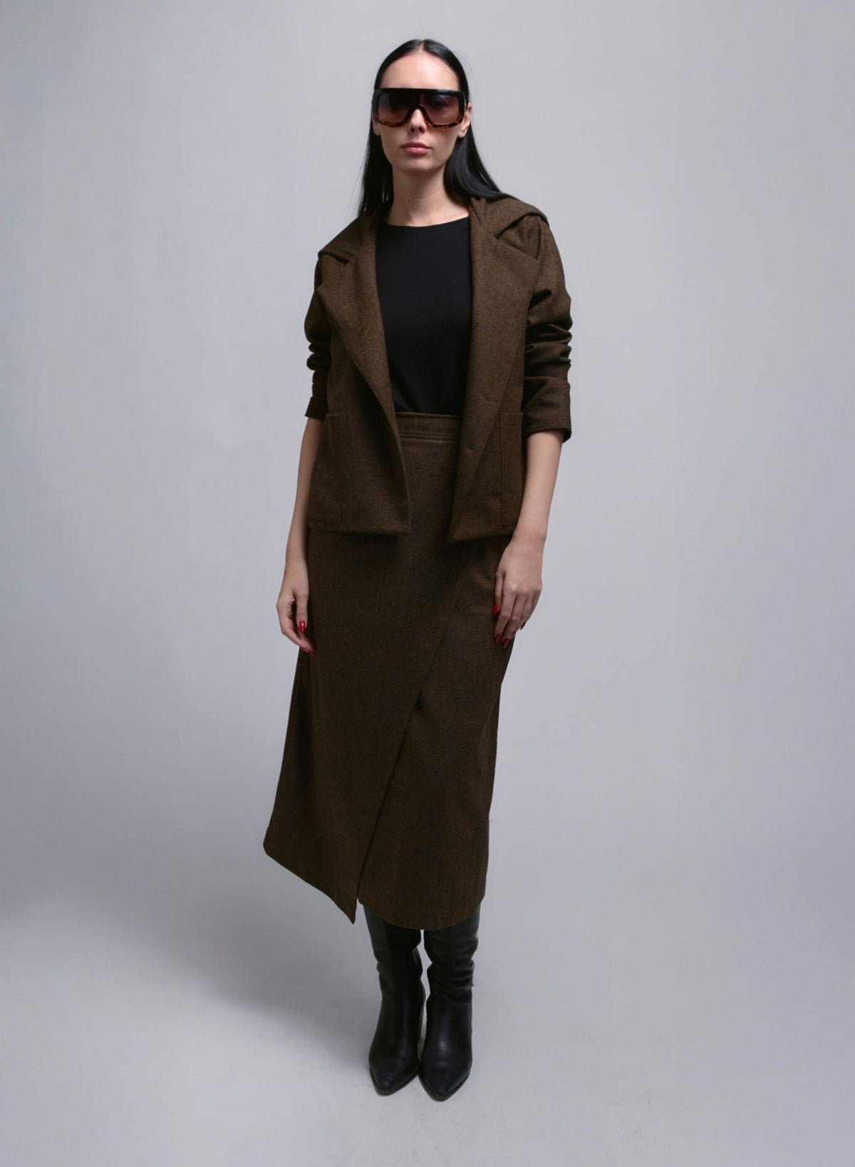 Atlas Hooded Jacket - Brown Herringbone - Meg