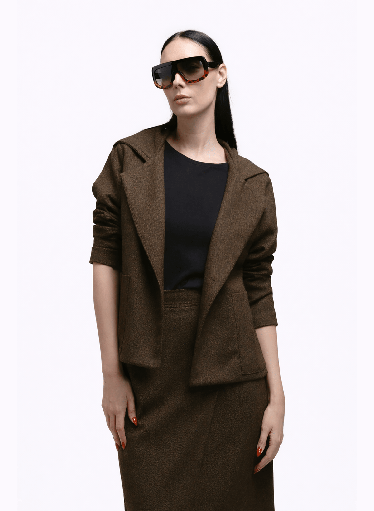 Atlas Hooded Jacket - Brown Herringbone - Meg