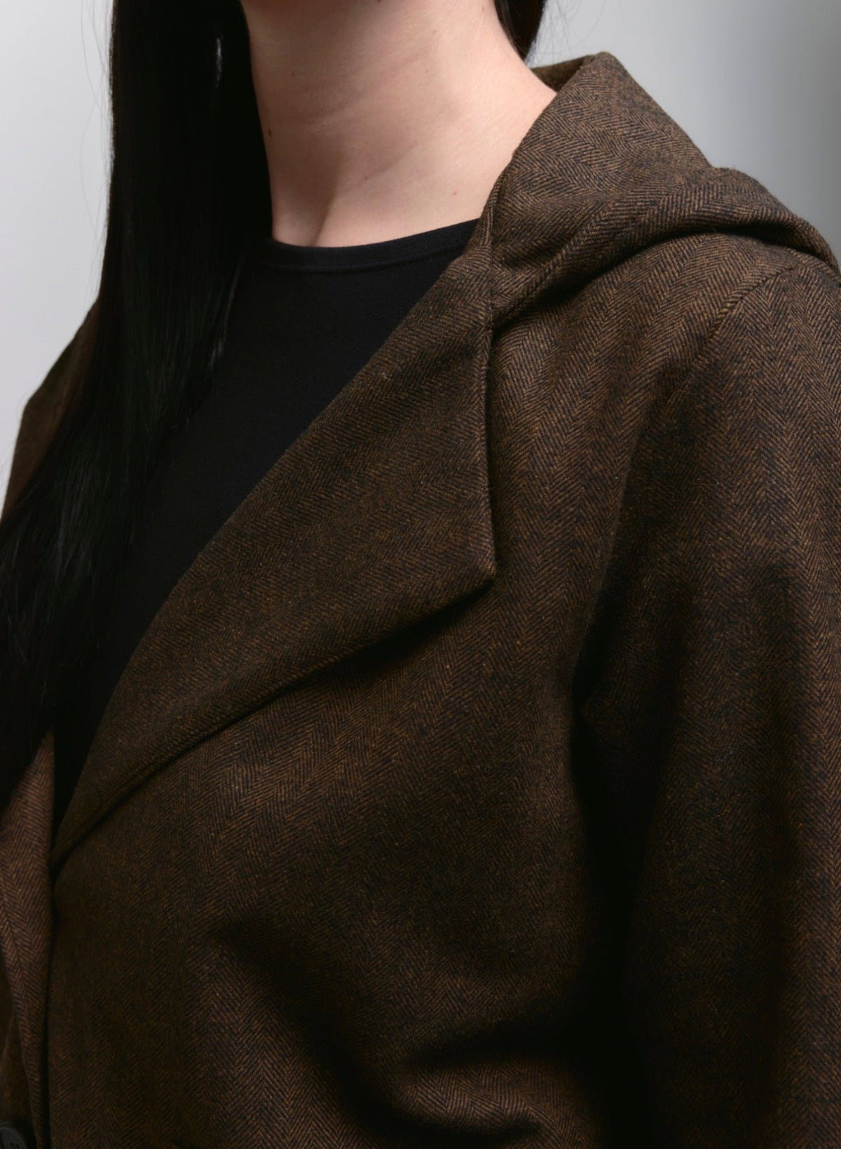 Atlas Hooded Jacket - Brown Herringbone - Meg