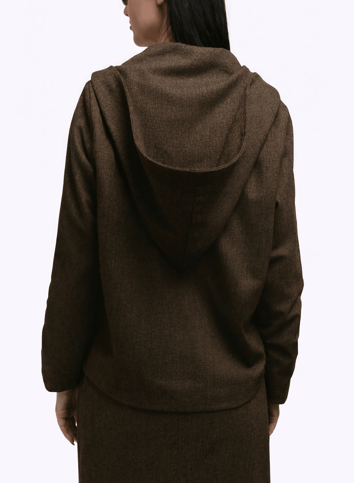 Atlas Hooded Jacket - Brown Herringbone - Meg
