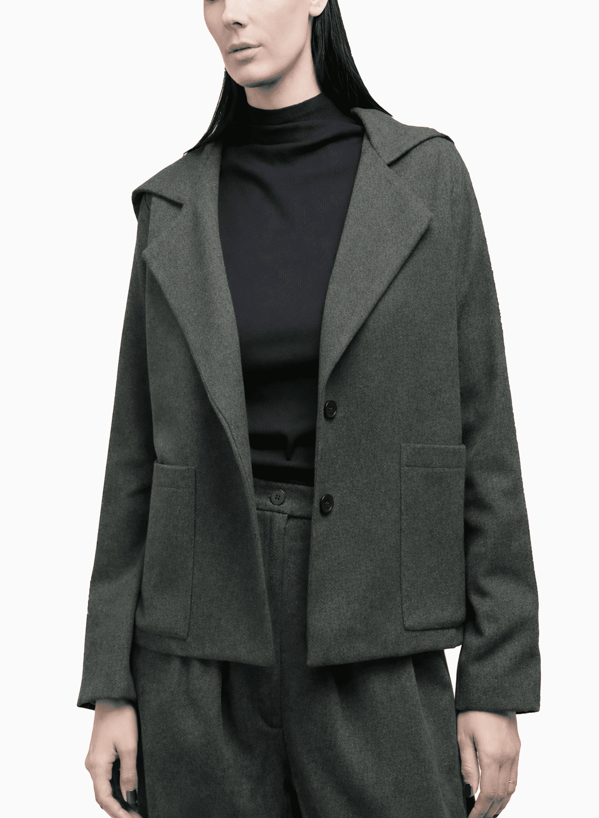 Atlas Hooded Jacket - Olive Herringbone - Meg