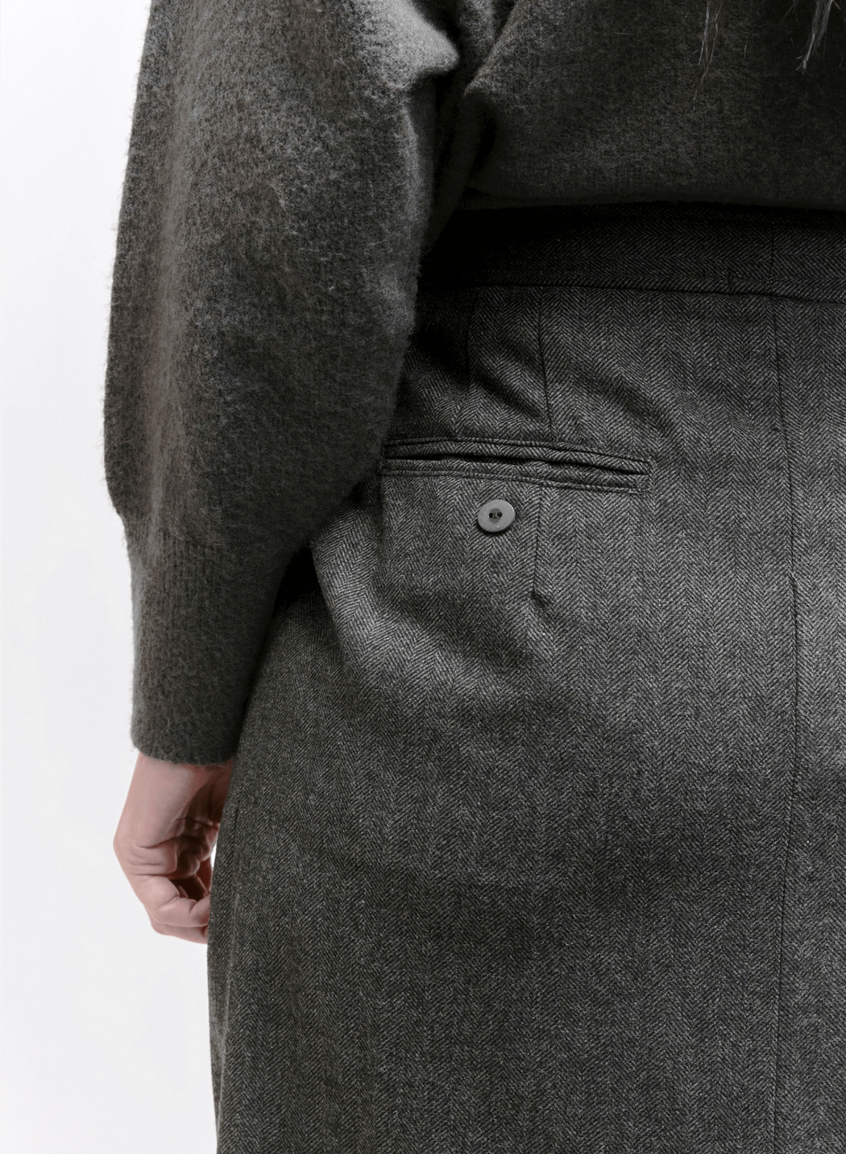 Atlas Wrap Skirt - Olive Herringbone - Meg
