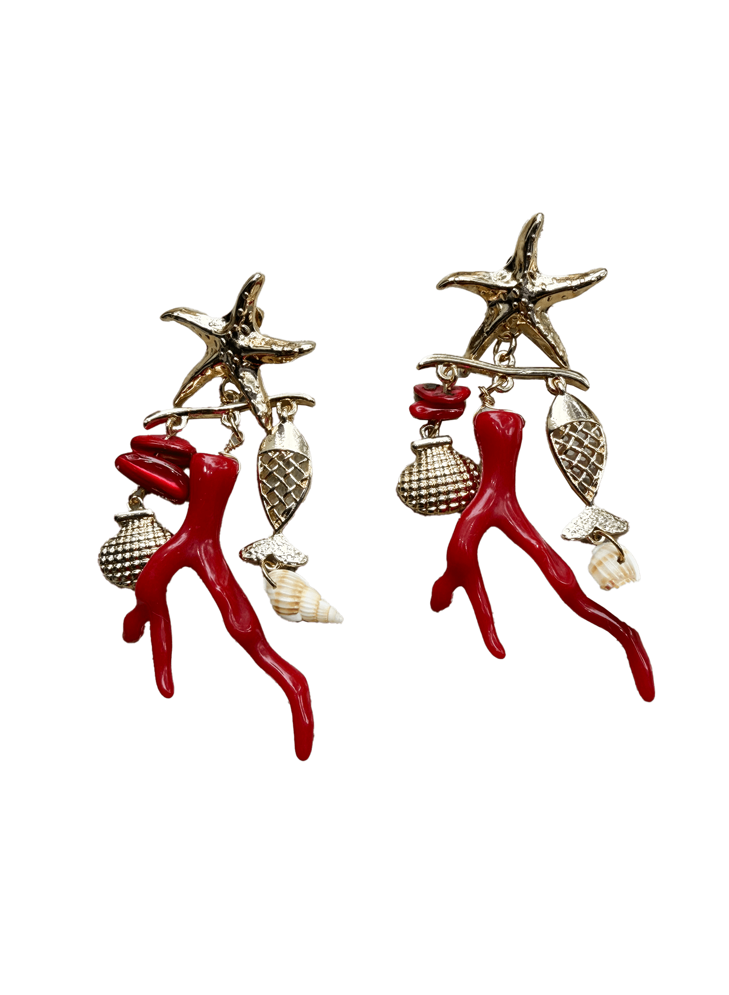 Blue Sky - Starfish &amp; Coral Earrings - Meg