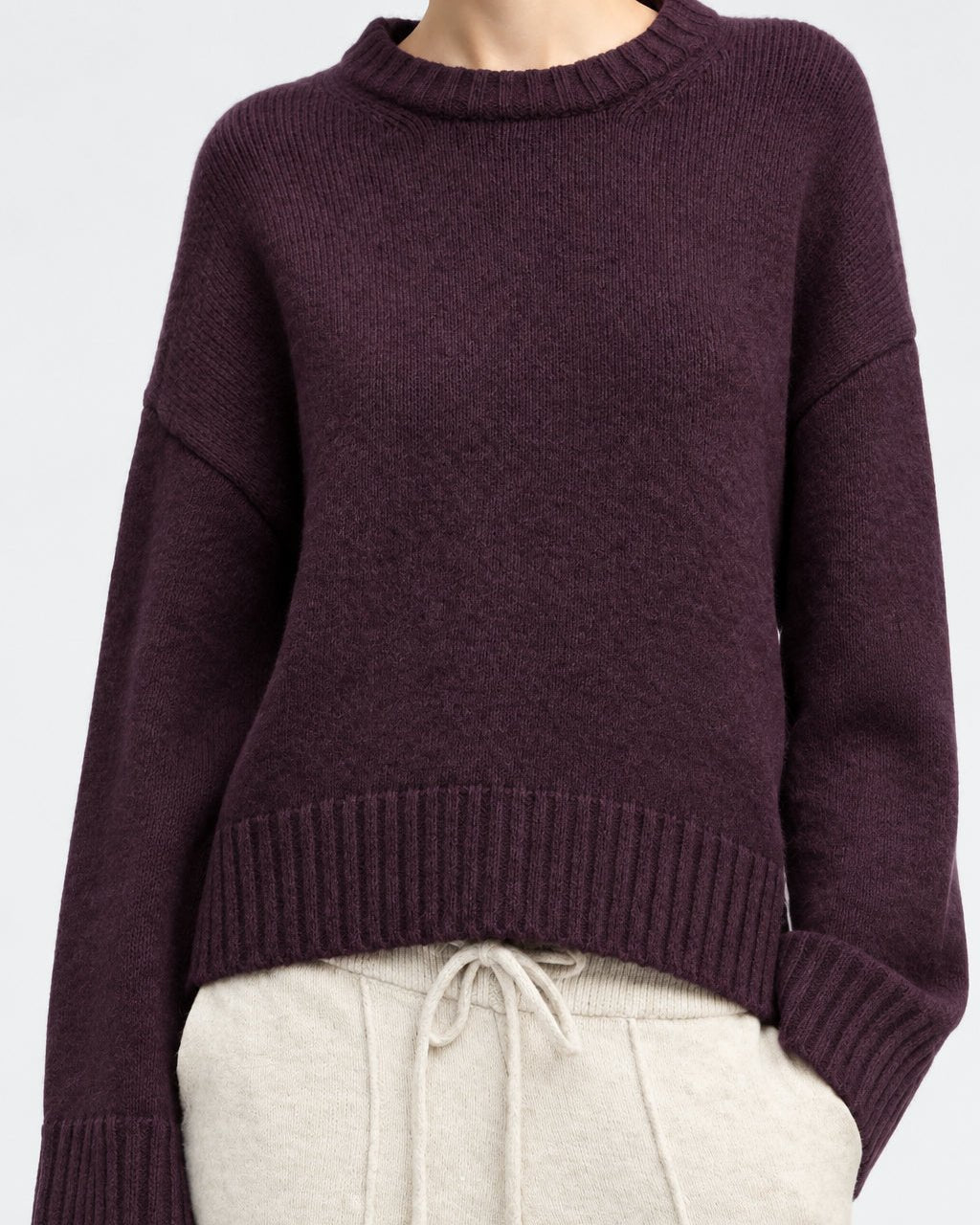 Chunky Crewneck Sweater - Plum - Meg