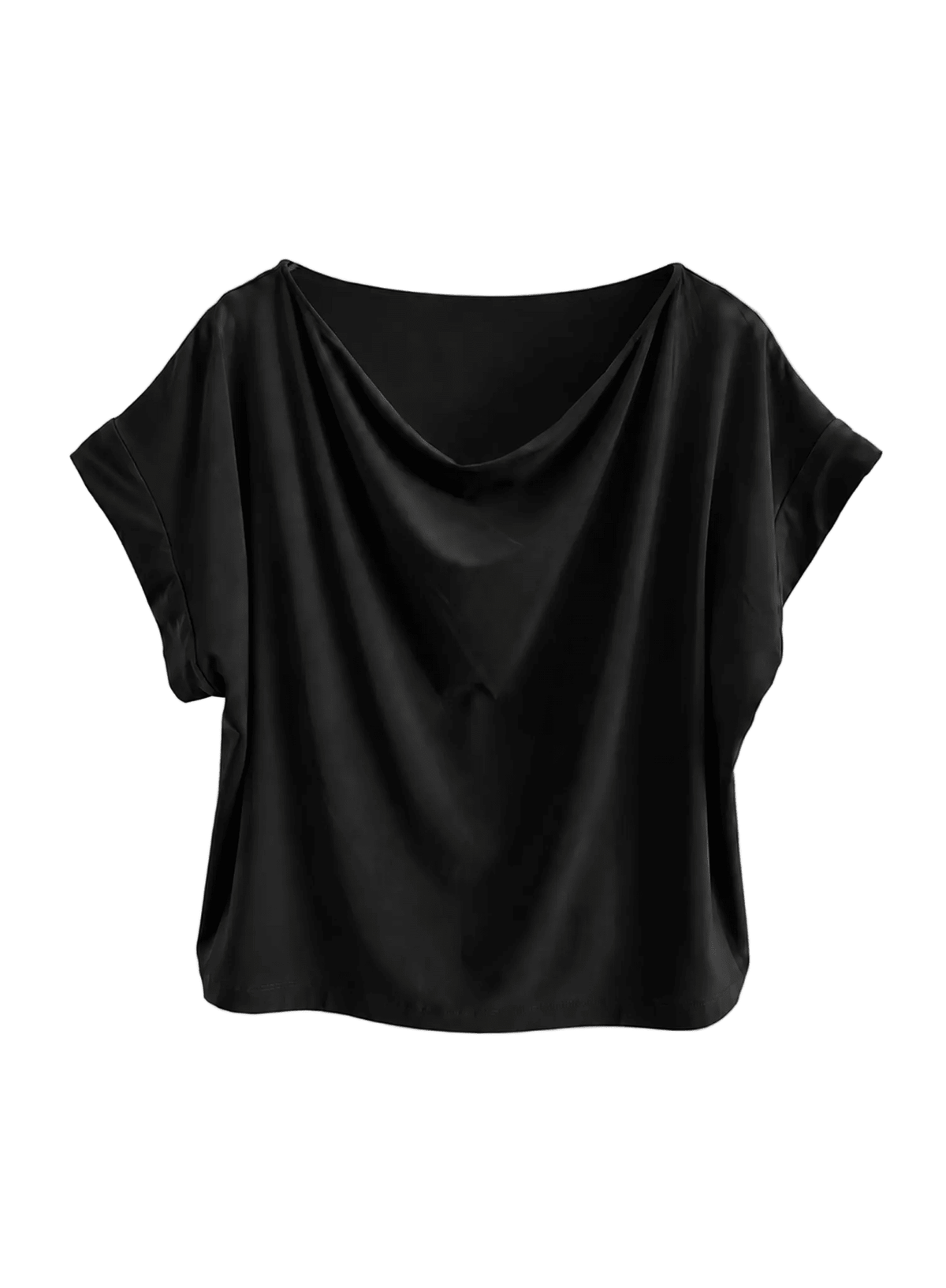 Cowl Neck Tee - Black - Meg
