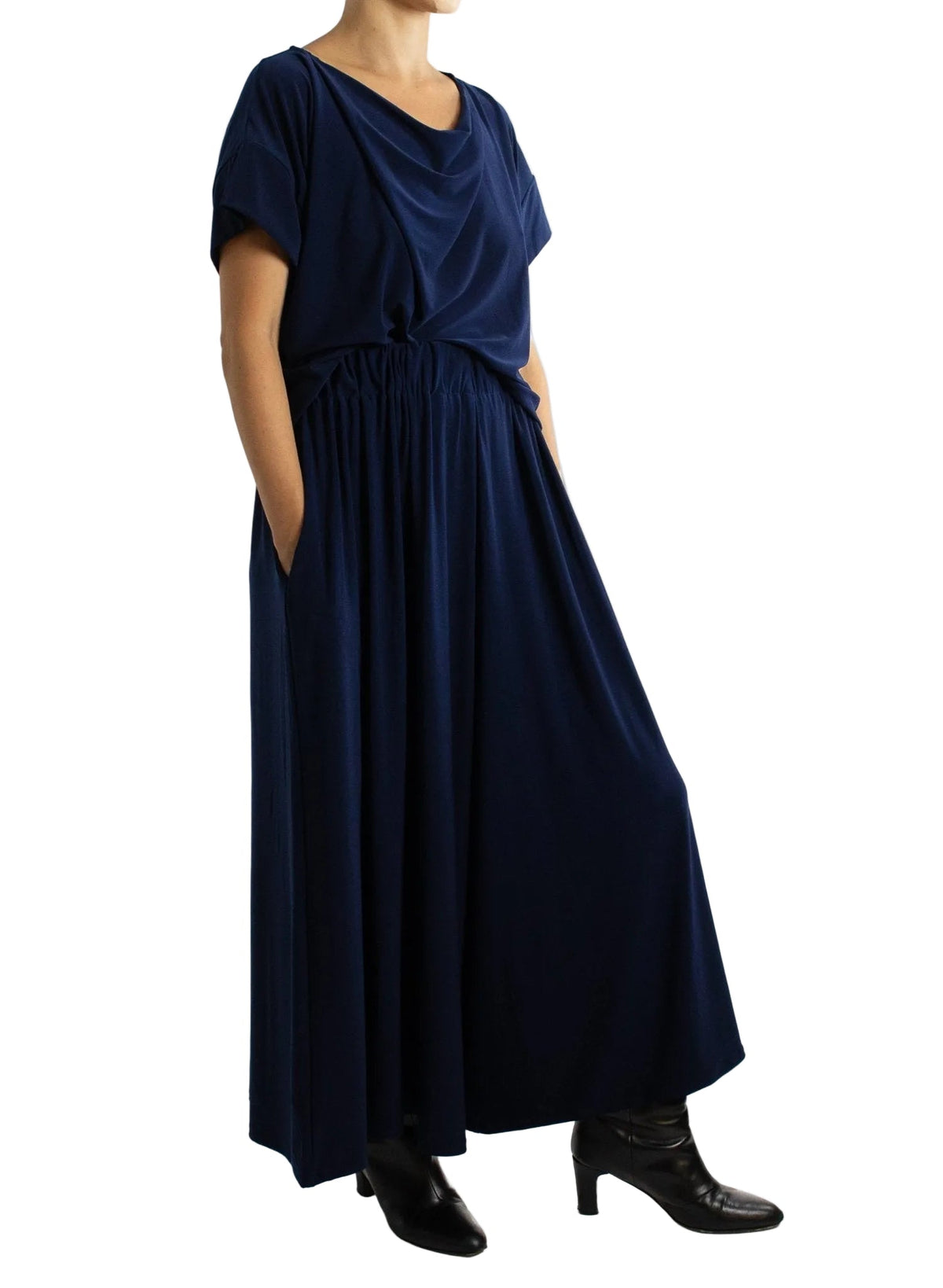 Cowl Neck Tee - Navy - Meg