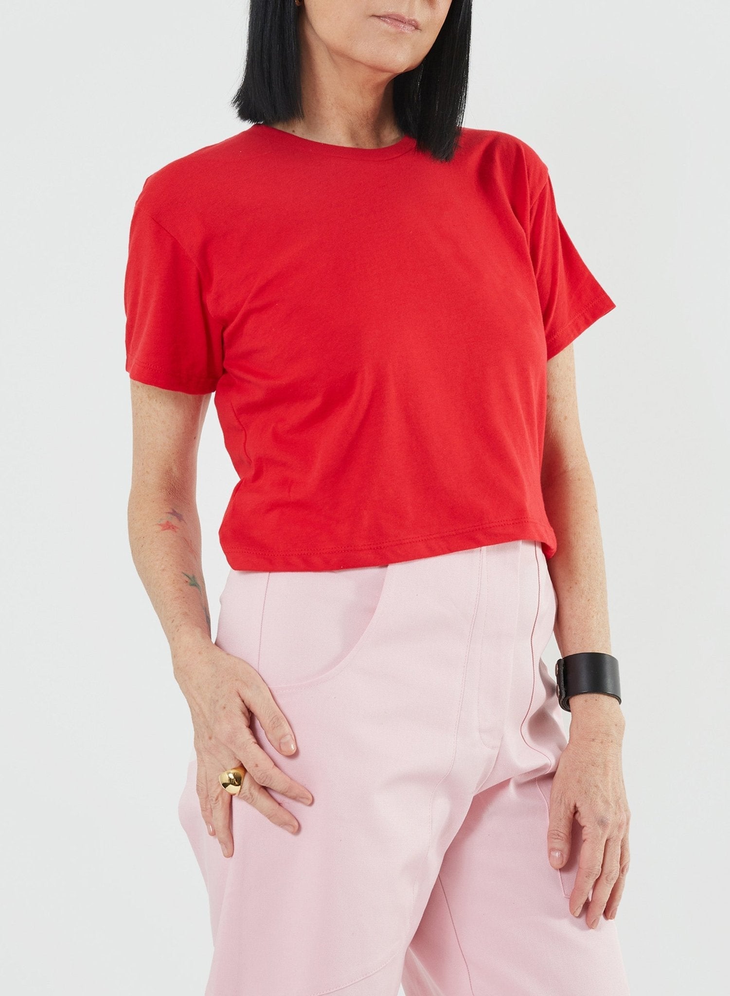 Cropped Square Tee - Red - Meg