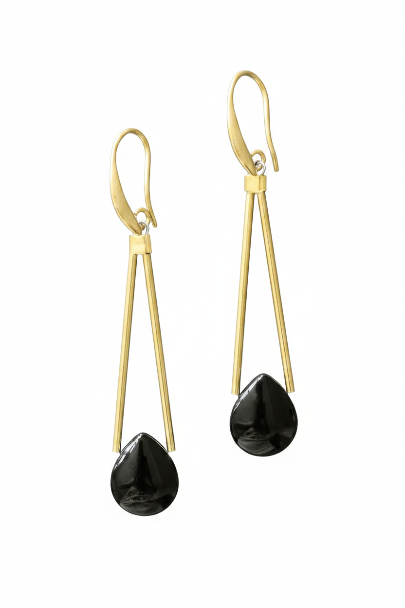 David Aubrey - Black Agate Earrings - Meg