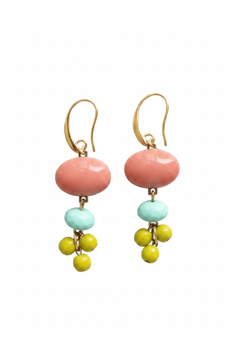 David Aubrey - Vintage Coral Glass Earrings - Meg