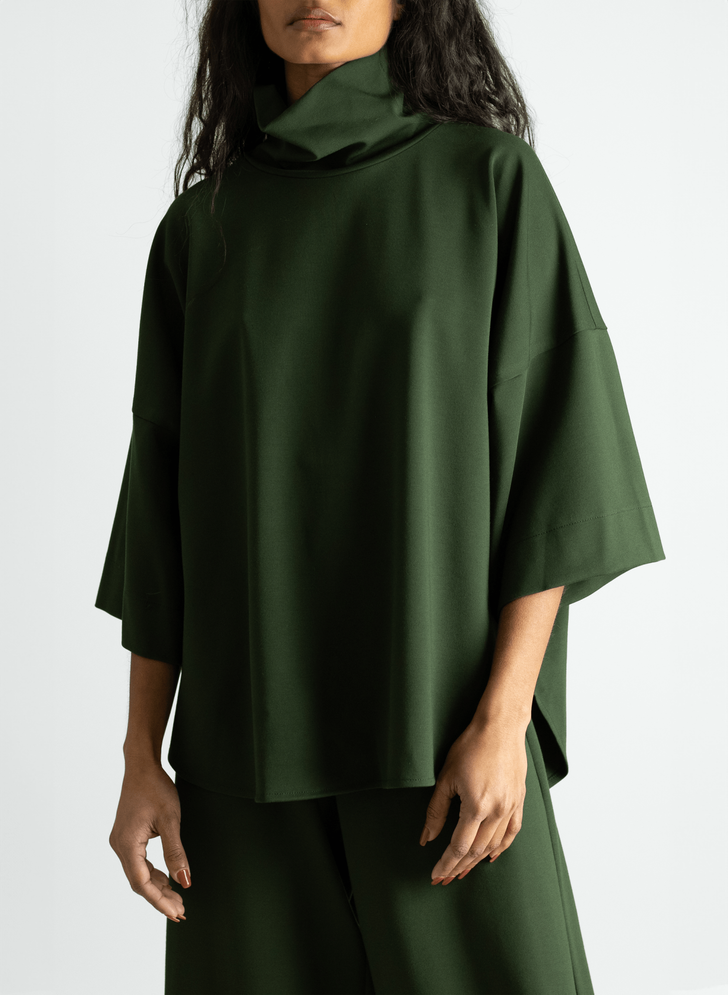 Flared Sleeve Turtleneck - Olive - Meg - Made in Canada