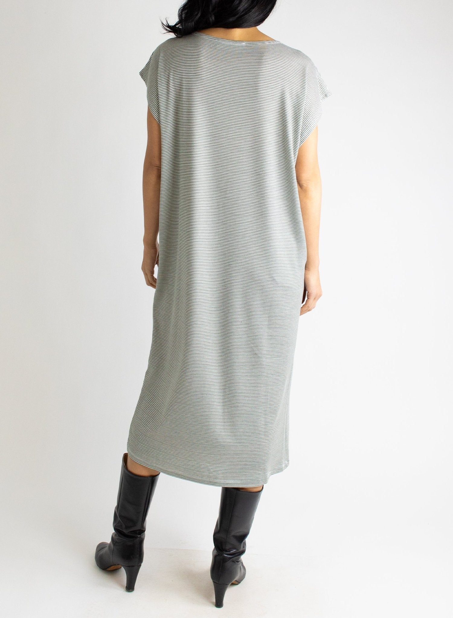 Glimpser Dress - Olive Stripe - Meg - Made in NYC