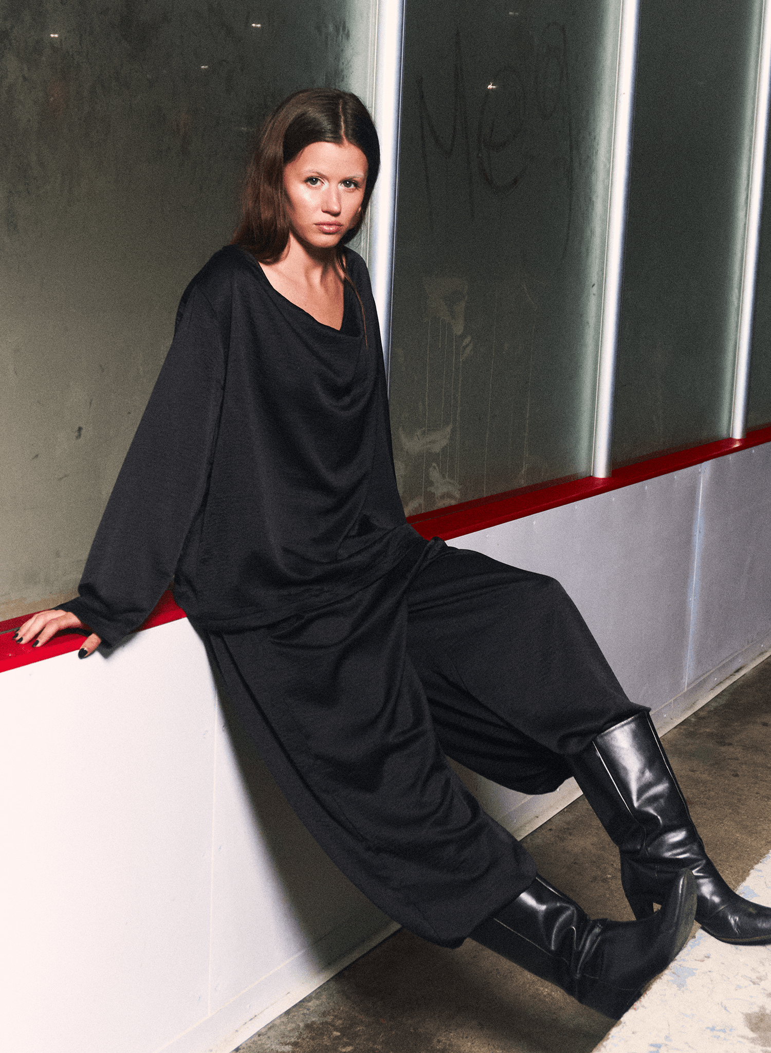Goalie Cowl Top - Black (PRE-ORDER) - Meg