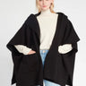Hooded Cape Poncho - Black - Meg