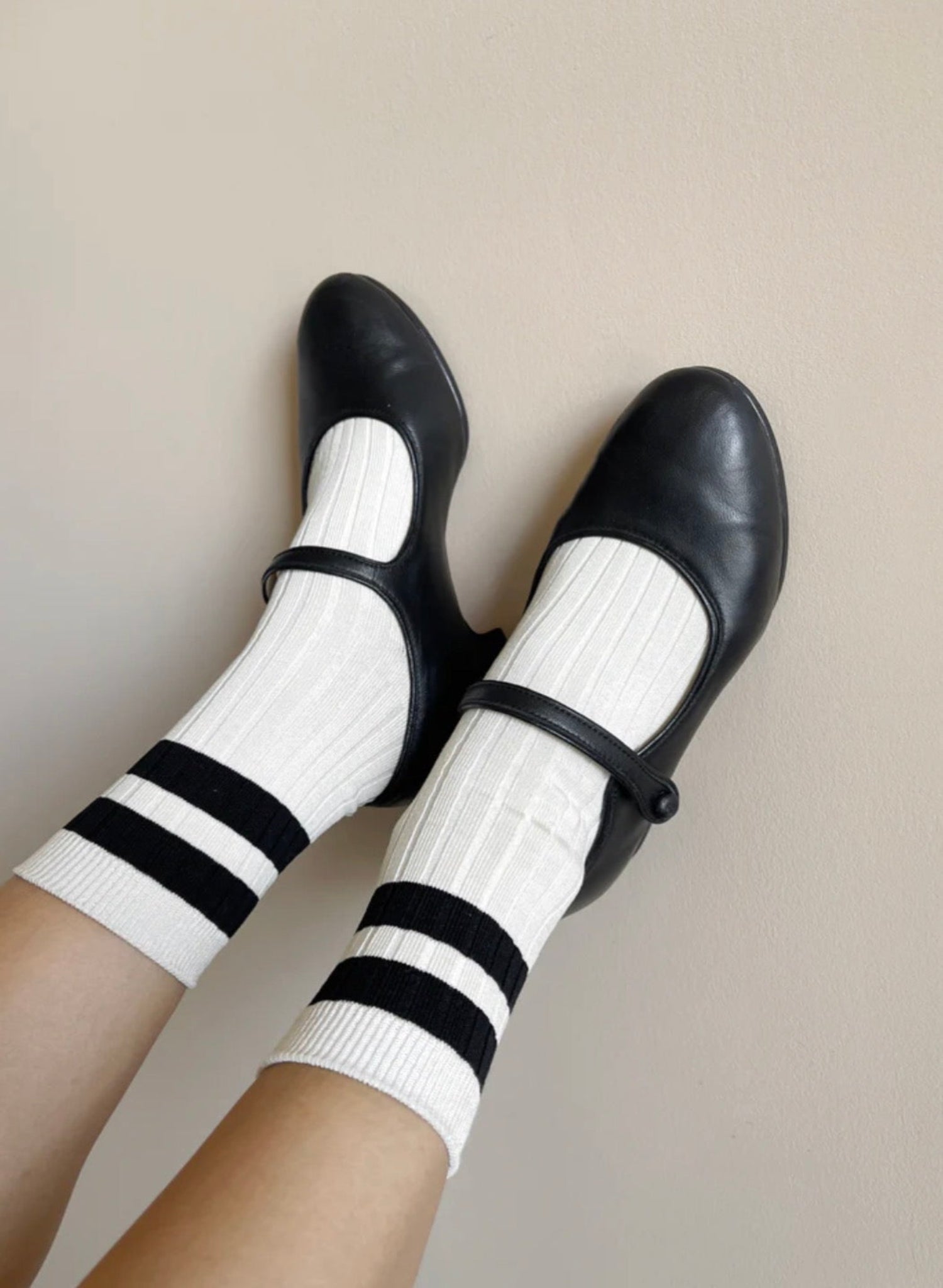 Le Bon Shoppe - Varsity Socks - Cream/Black - Meg