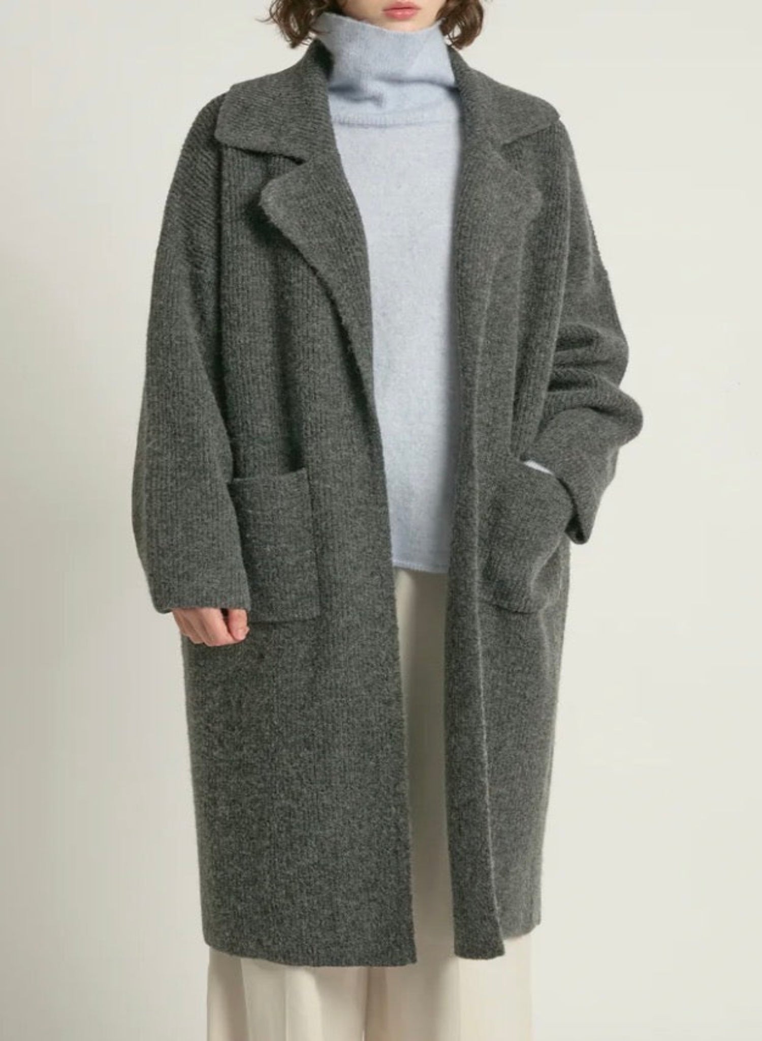 Long Cardigan Coat - Charcoal - Meg