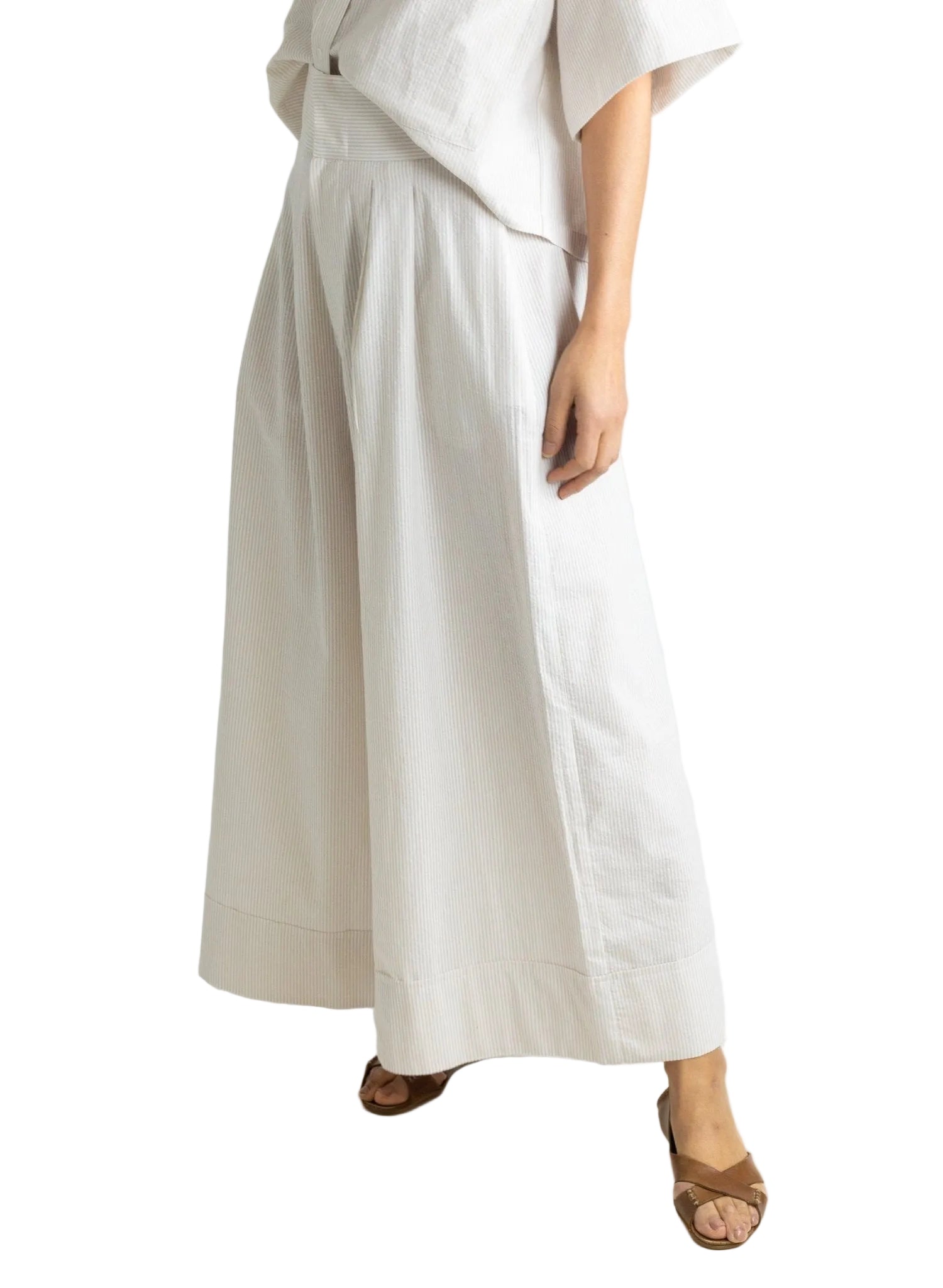 Long Secret Pant - Beige Seersucker - Meg