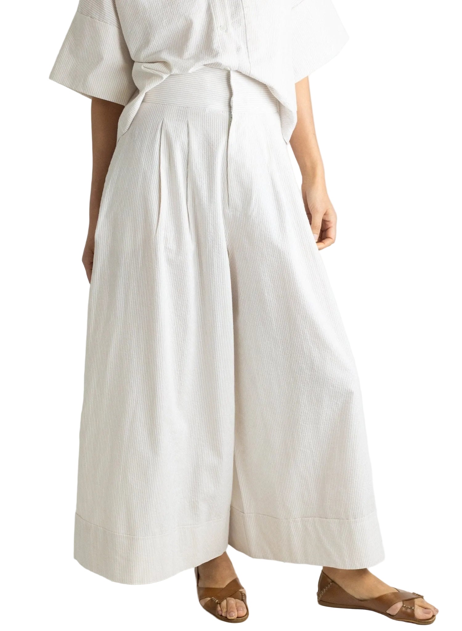 Long Secret Pant - Beige Seersucker - Meg