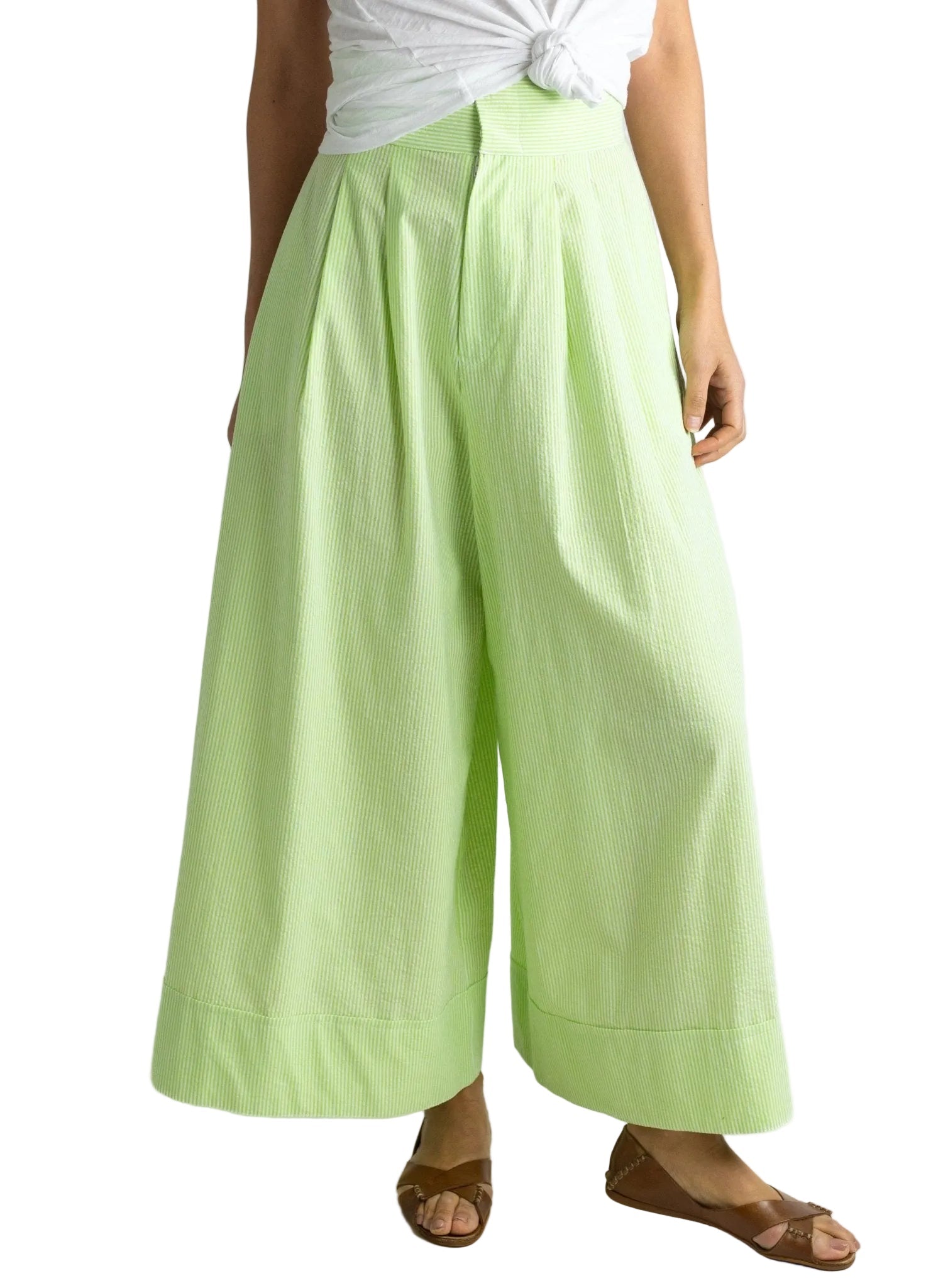 Long Secret Pant - Lime Seersucker - Meg - Made in NYC