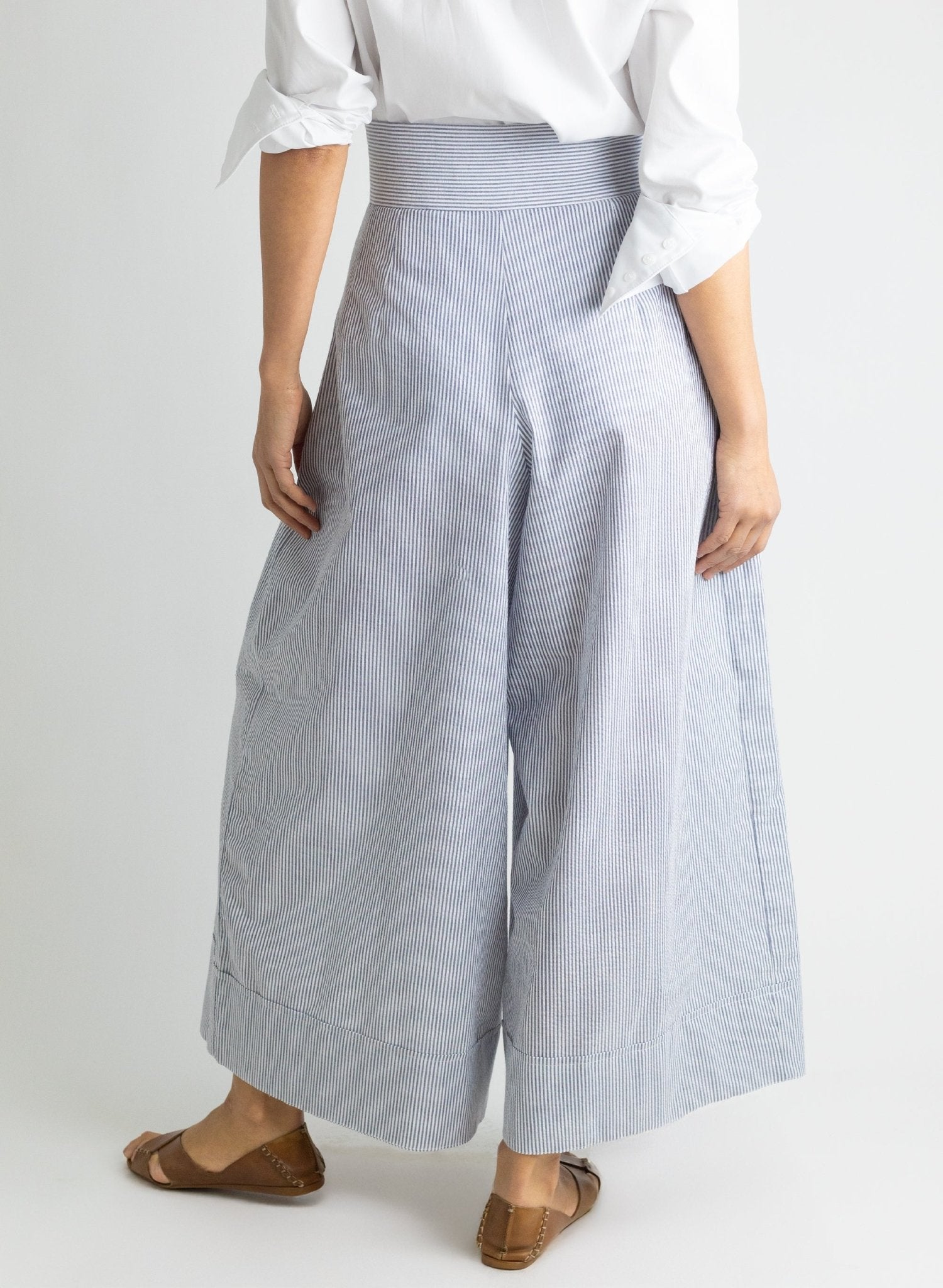 Long Secret Pant - Navy Seersucker - Meg - Made in NYC