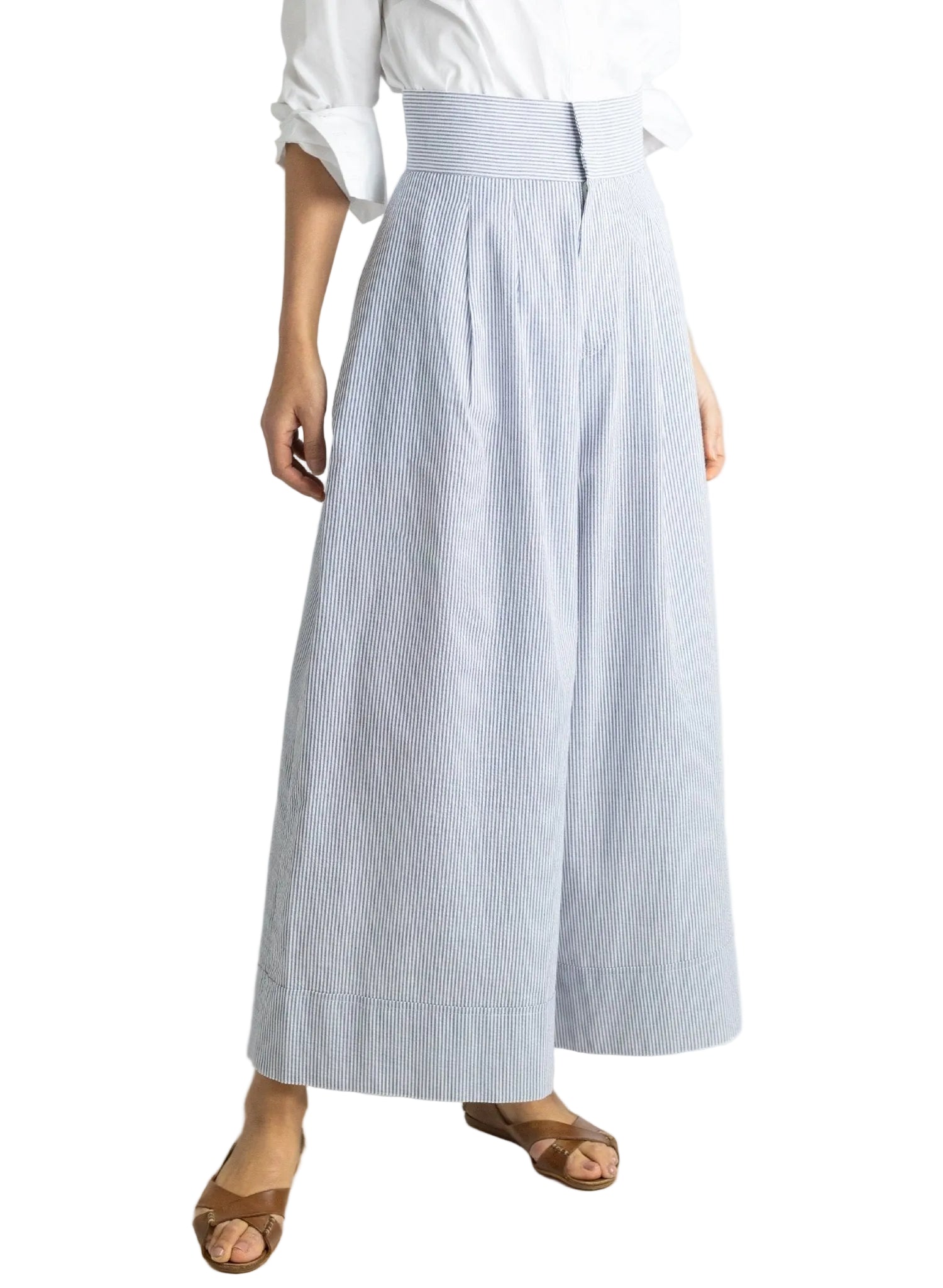 Long Secret Pant - Navy Seersucker - Meg - Made in NYC