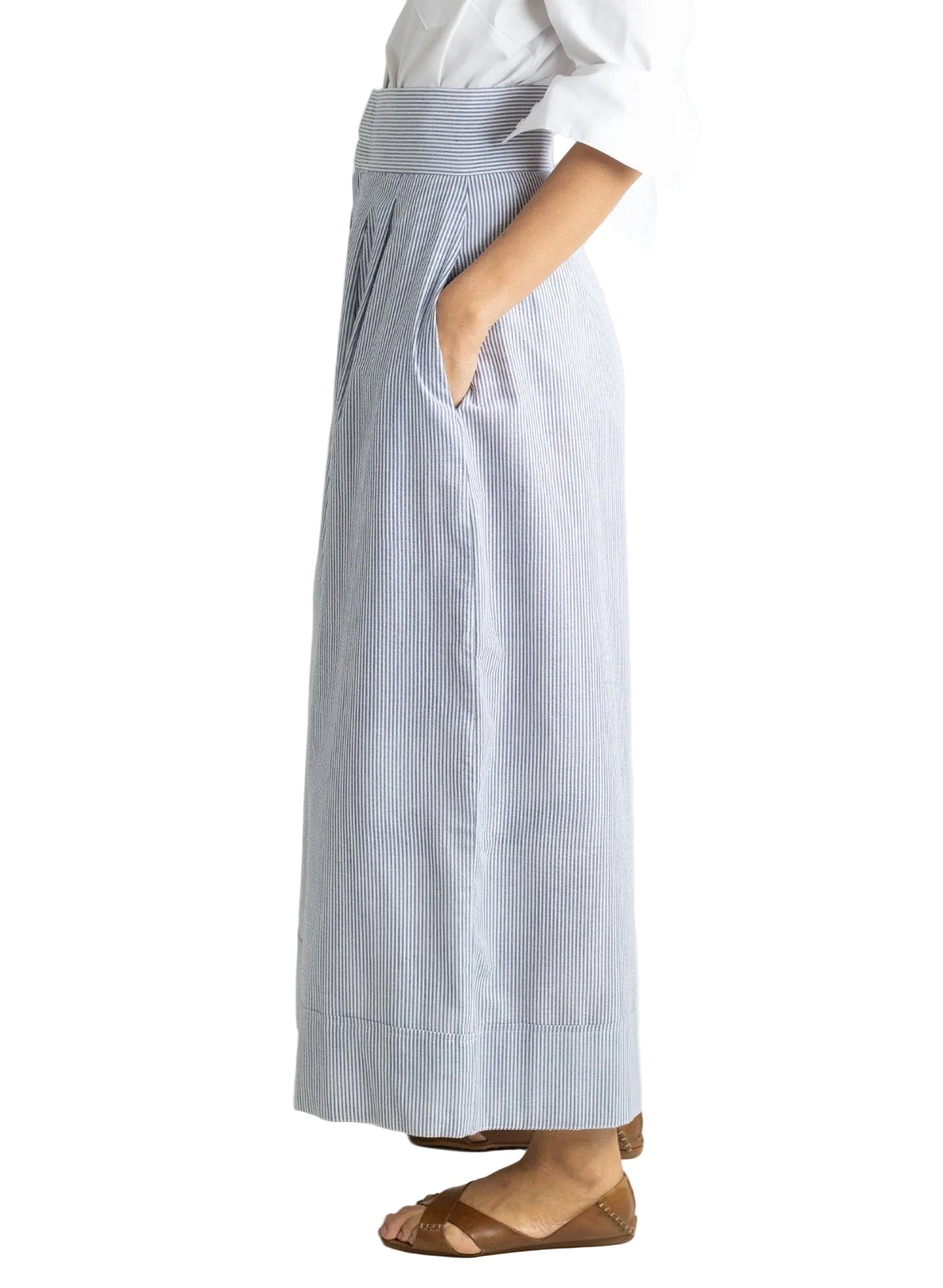 Long Secret Pant - Navy Seersucker - Meg - Made in NYC