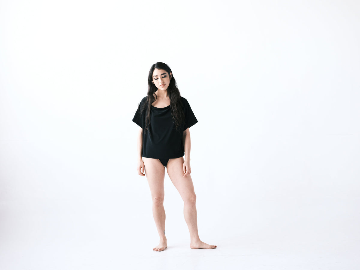 Meg Movement Cowl Neck Tee - Black - Meg