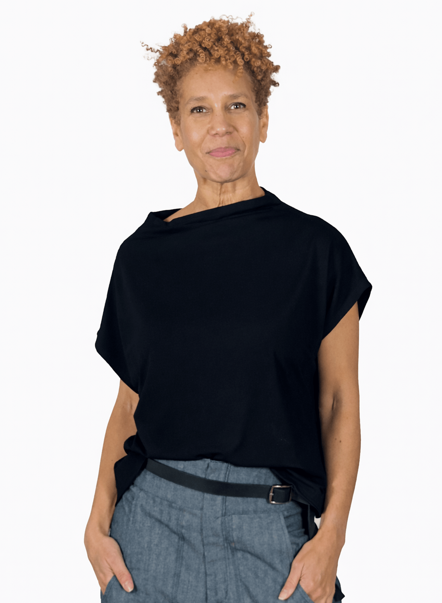 Mock Neck Tee - Black - Meg