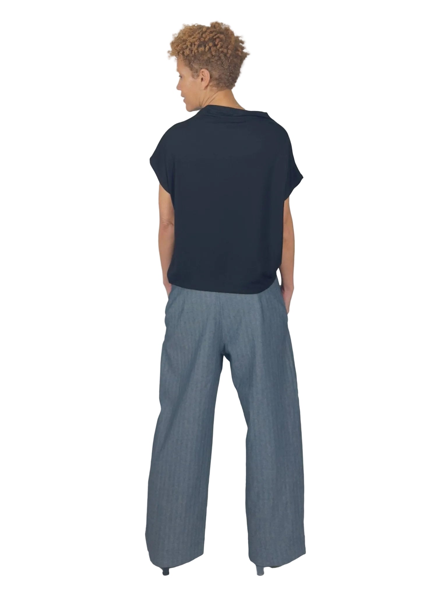 Mock Neck Tee - Black - Meg
