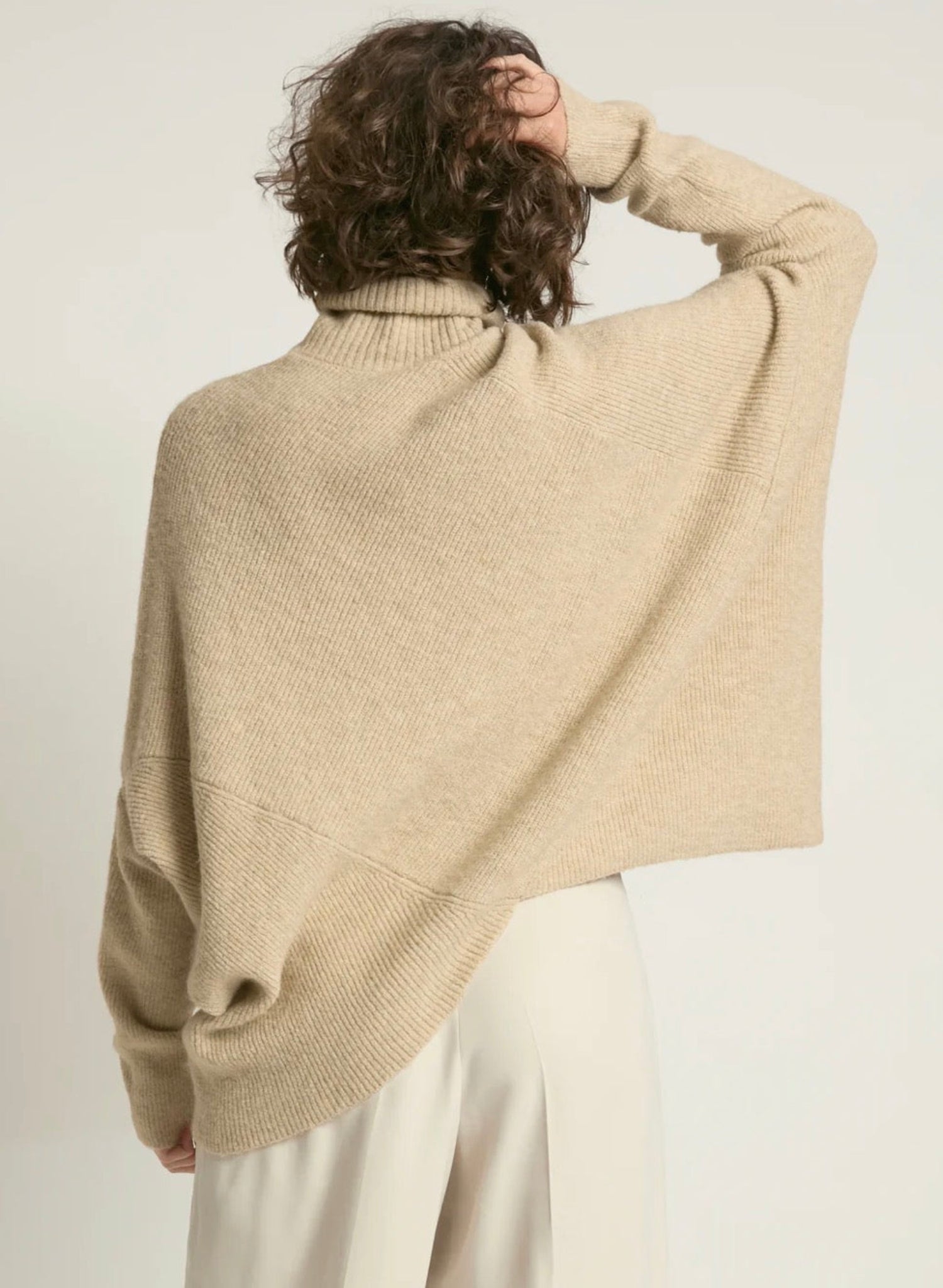 Notch Knit Pullover Sweater - Tan - Meg
