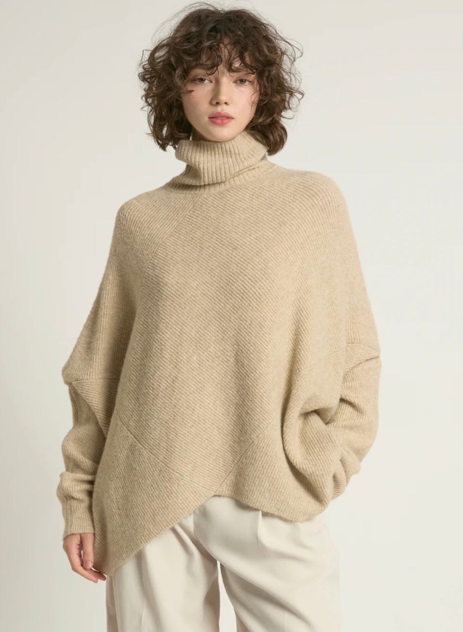 Notch Knit Pullover Sweater - Tan - Meg