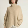 Notch Knit Pullover Sweater - Tan - Meg