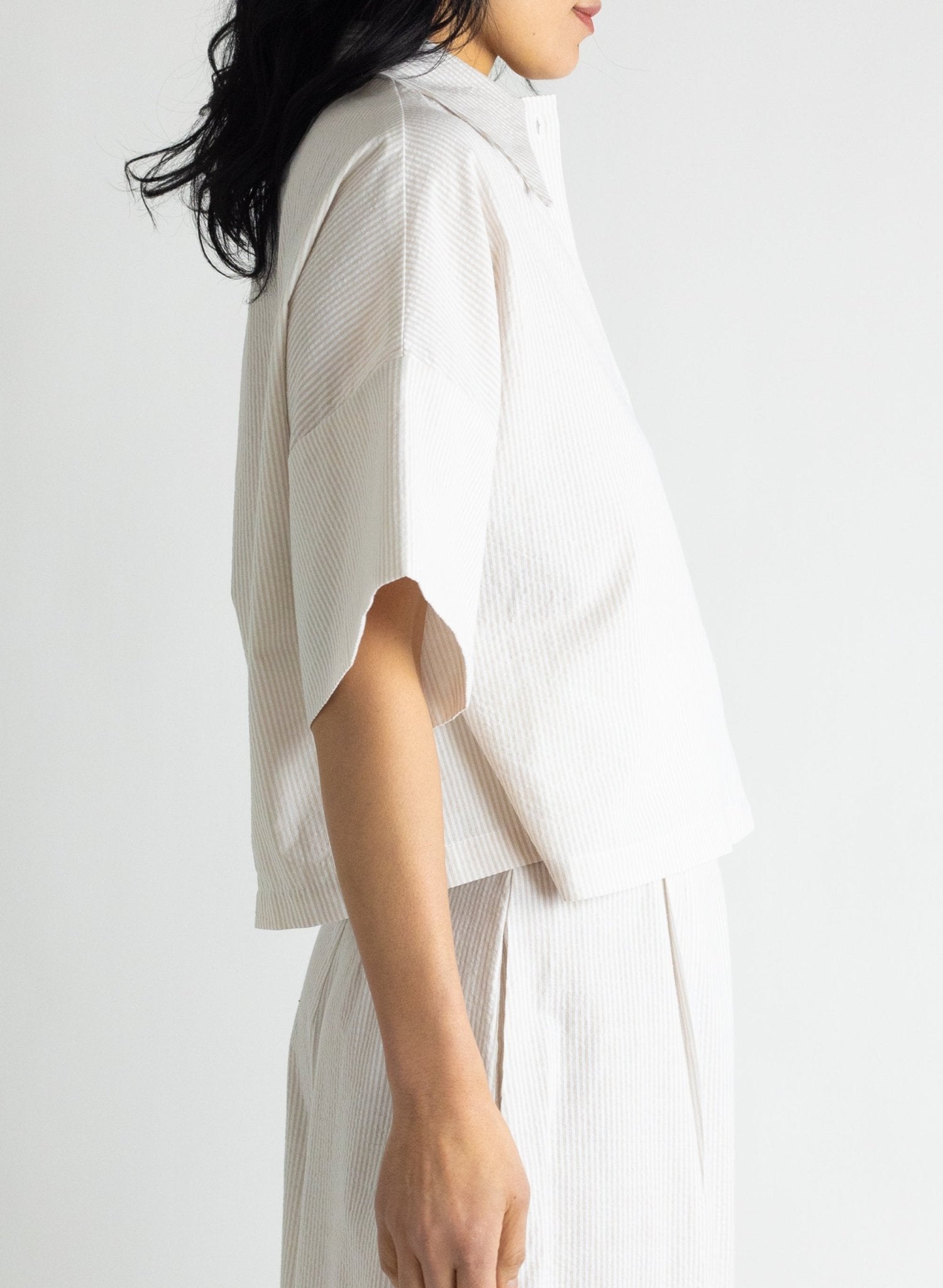 Petite Chemise - Beige Seersucker - Meg
