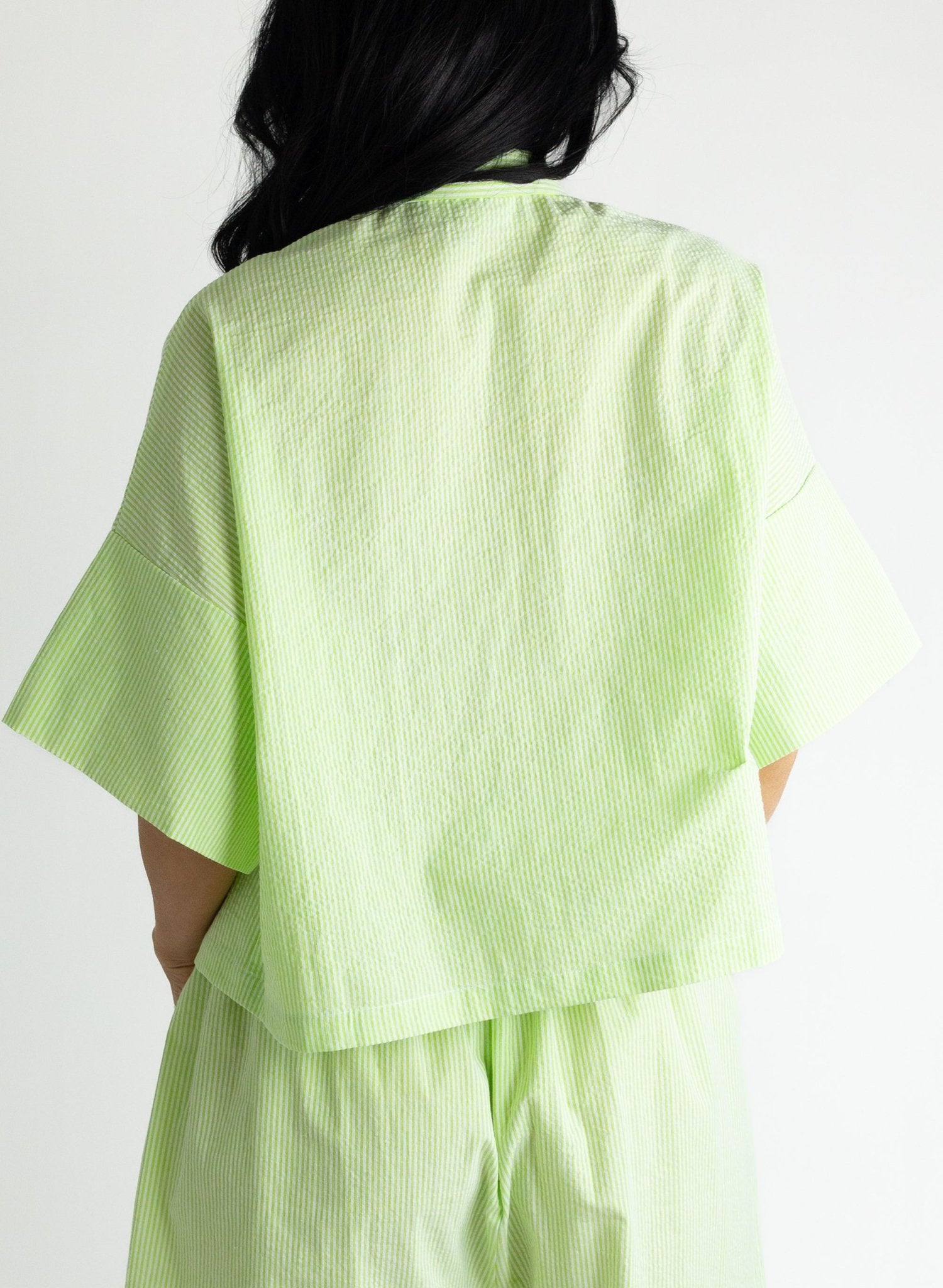 Petite Chemise - Lime Seersucker - Meg - Made in NYC