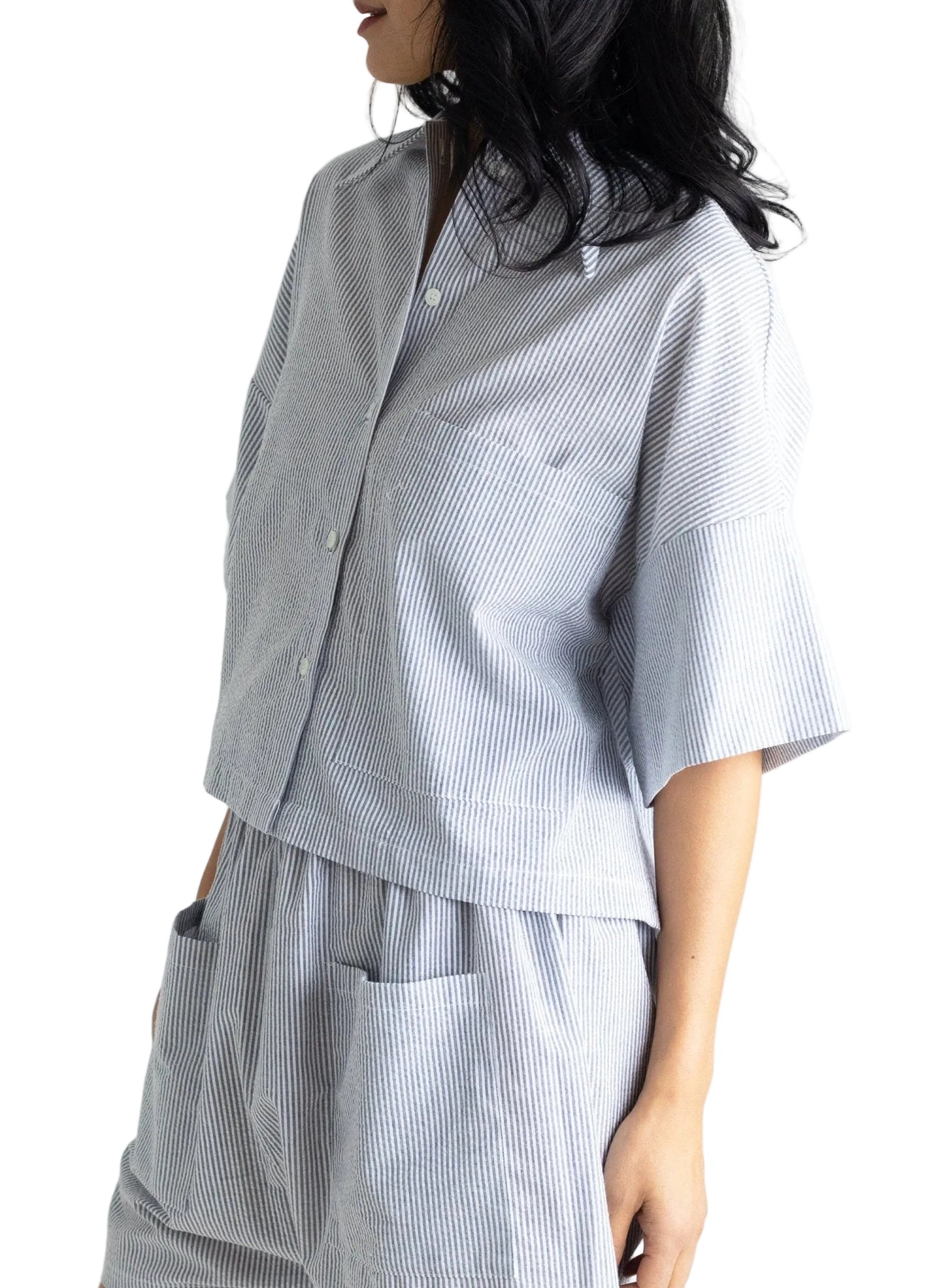 Petite Chemise - Navy Seersucker - Meg
