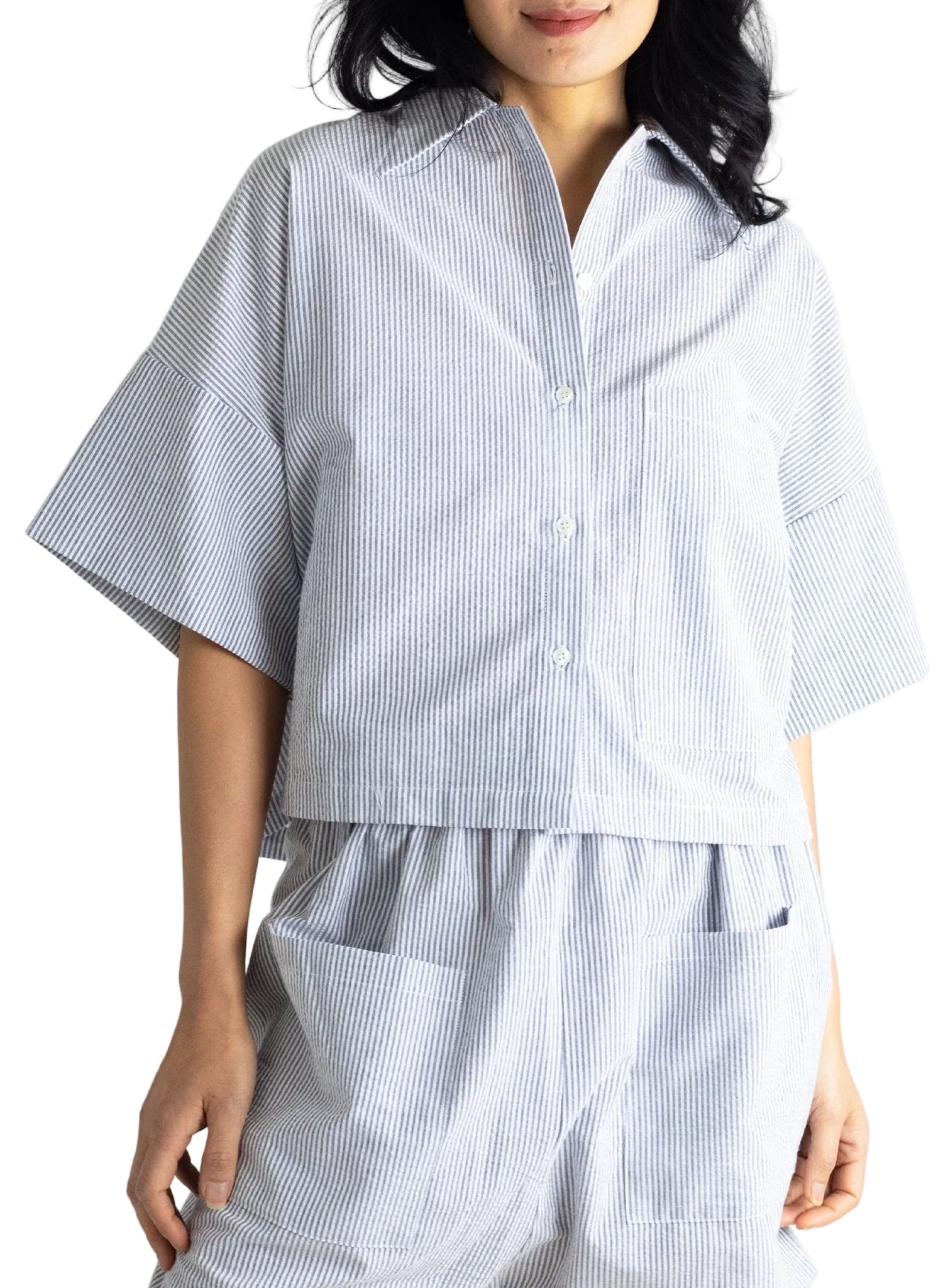 Petite Chemise - Navy Seersucker - Meg