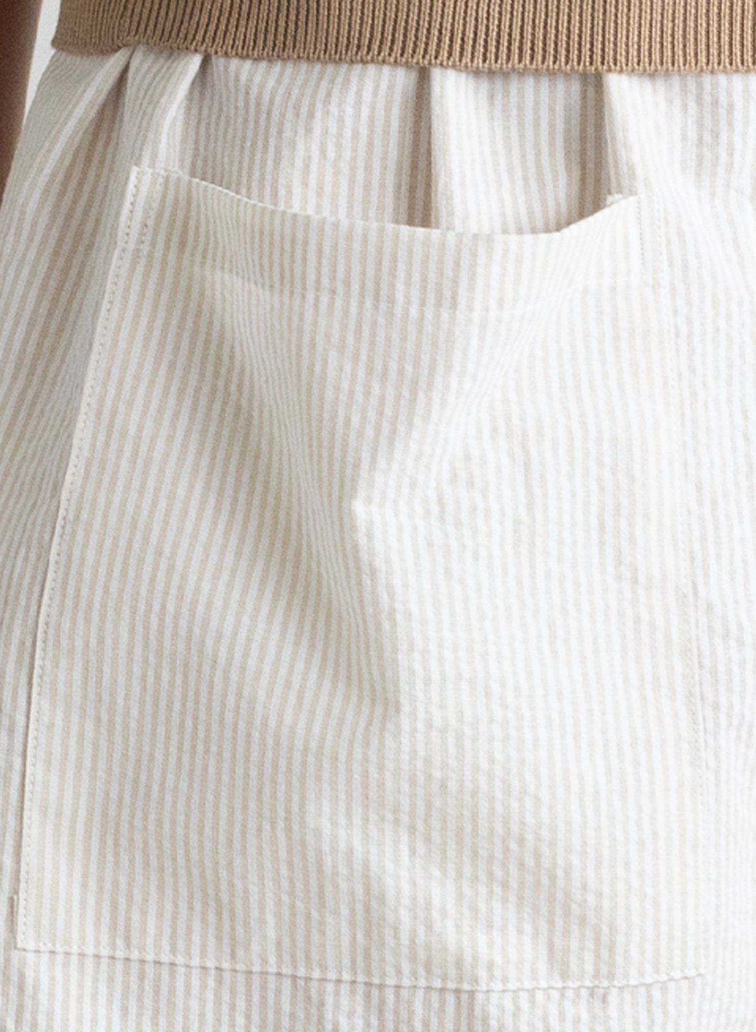 Play Short - Beige Seersucker - Meg - Made in NYC