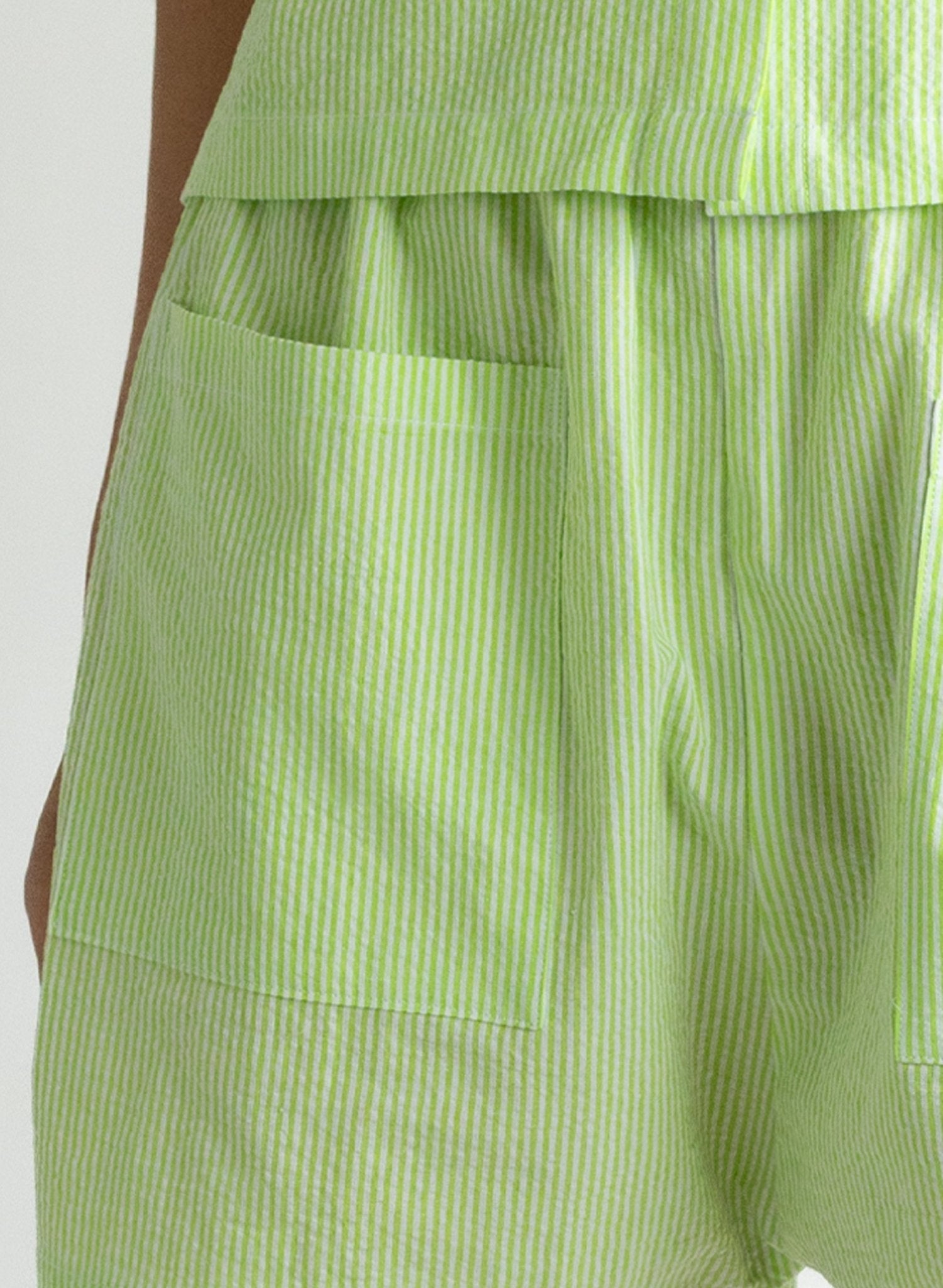 Play Short - Lime Seersucker - Meg - Made in NYC