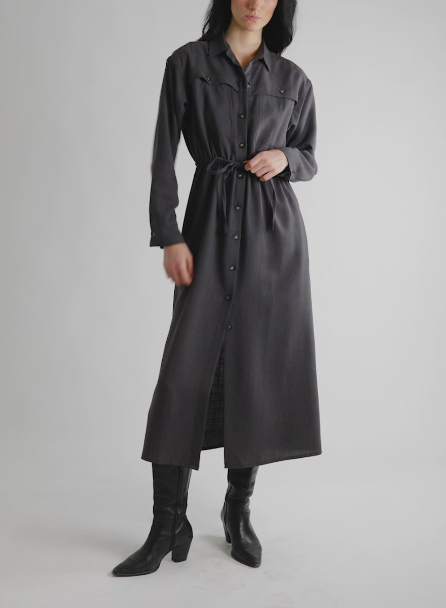 Domingo Drawstring Dress - Graphite - Meg - Made in Canada