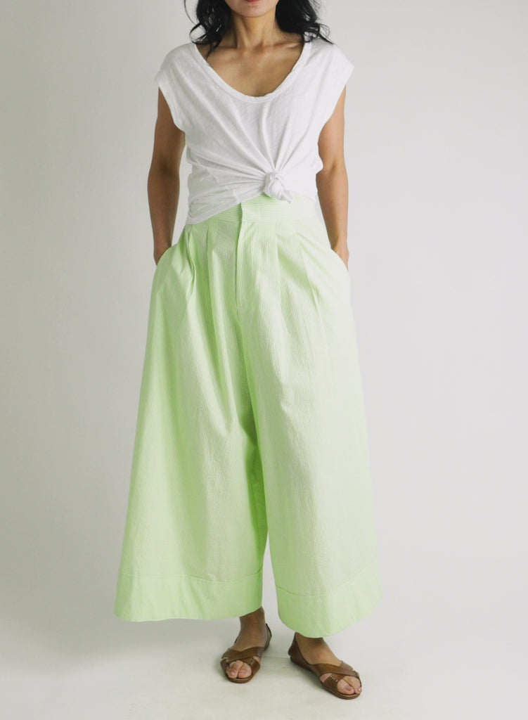 Long Secret Pant - Lime Seersucker - Meg - Made in NYC
