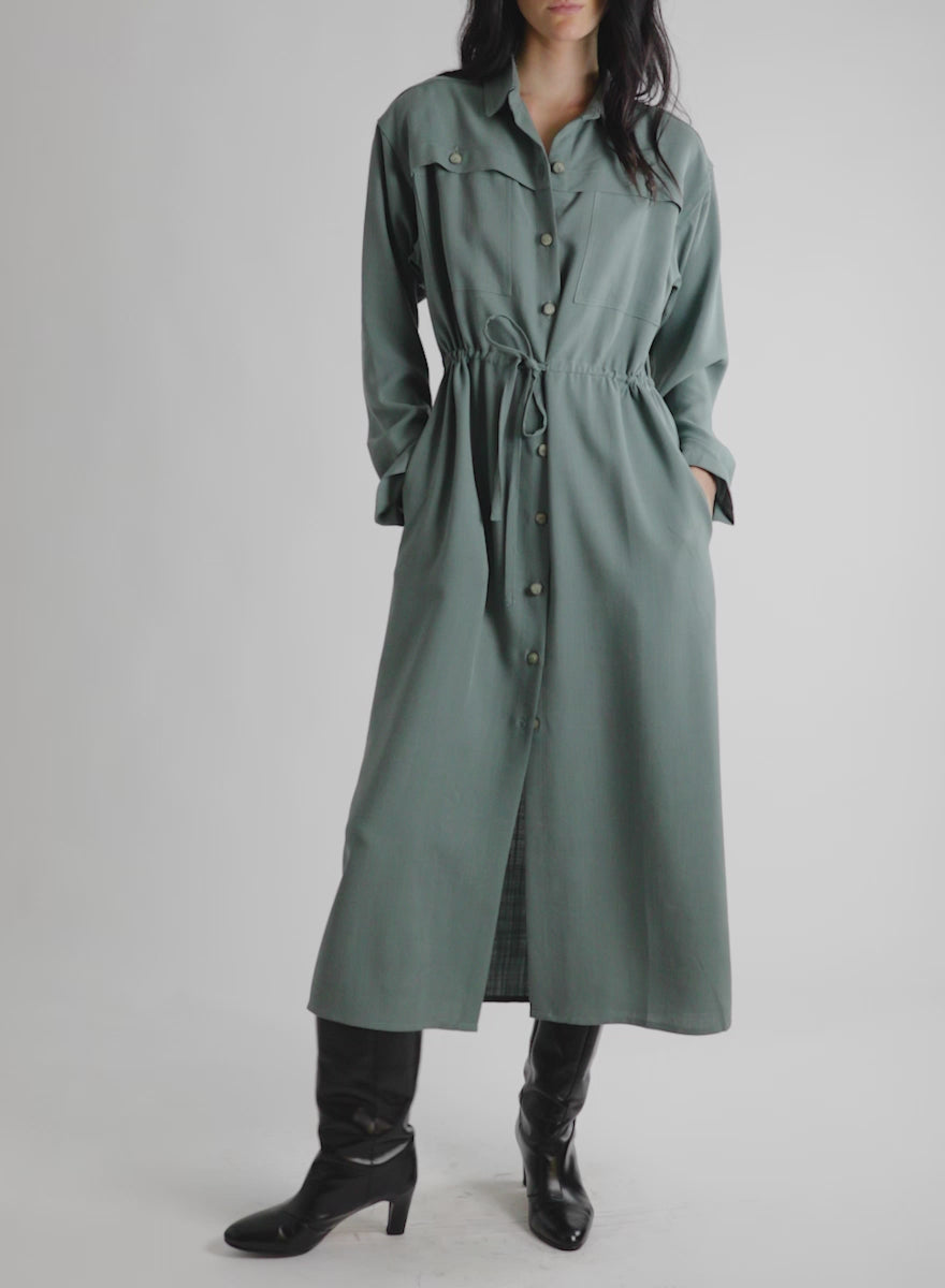 Domingo Drawstring Dress - Slate - Meg - Made in Canada