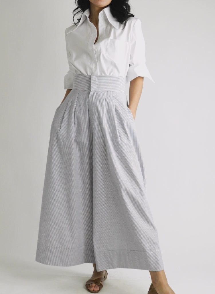 Long Secret Pant - Navy Seersucker - Meg - Made in NYC