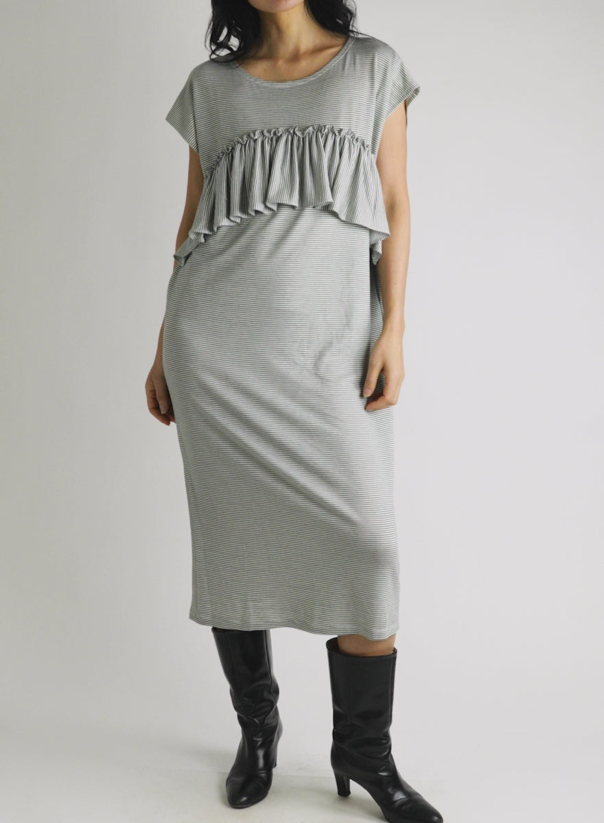 Glimpser Dress - Olive Stripe - Meg - Made in NYC