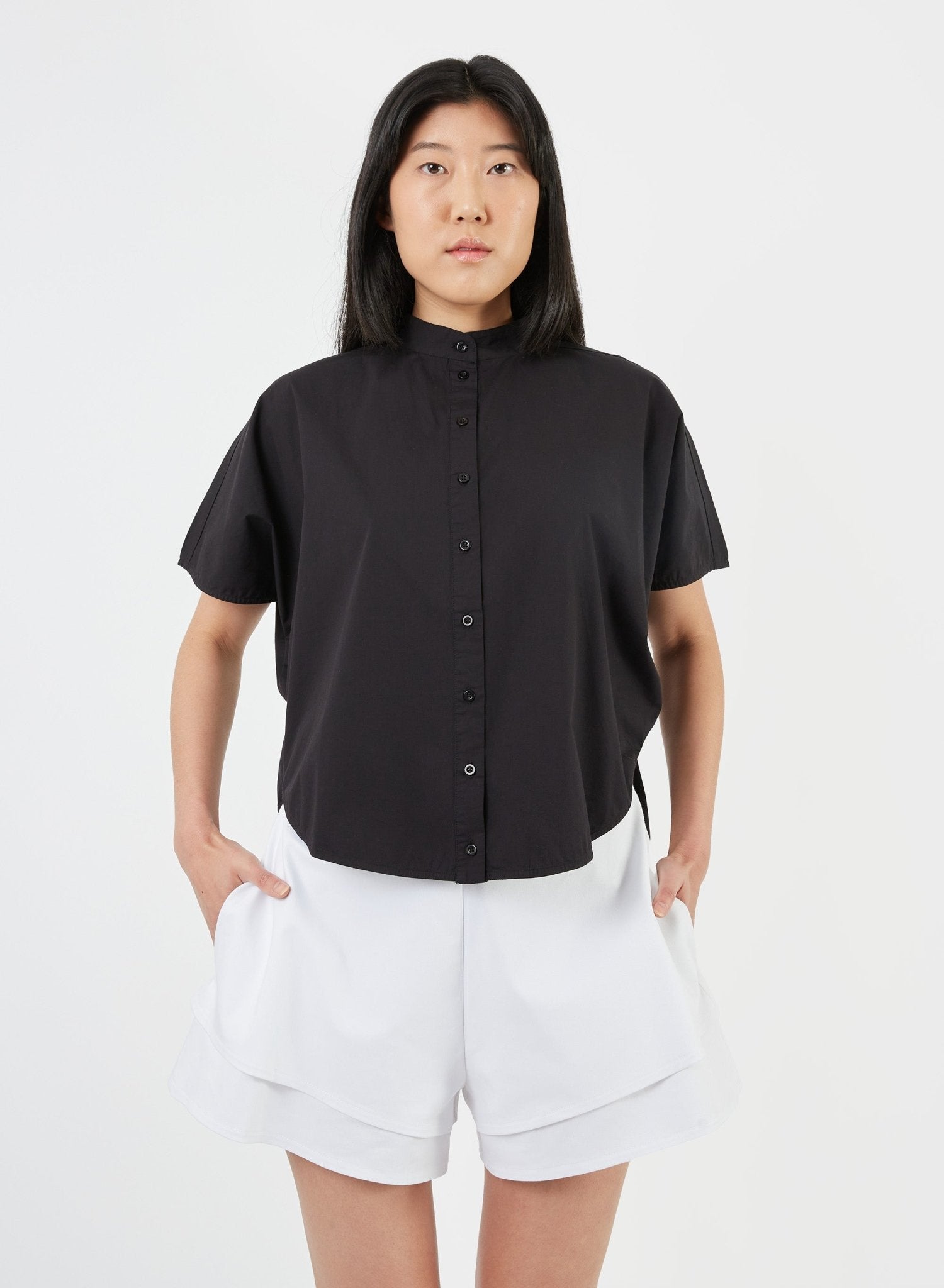 Rounded Hem Shirt - Black - Meg