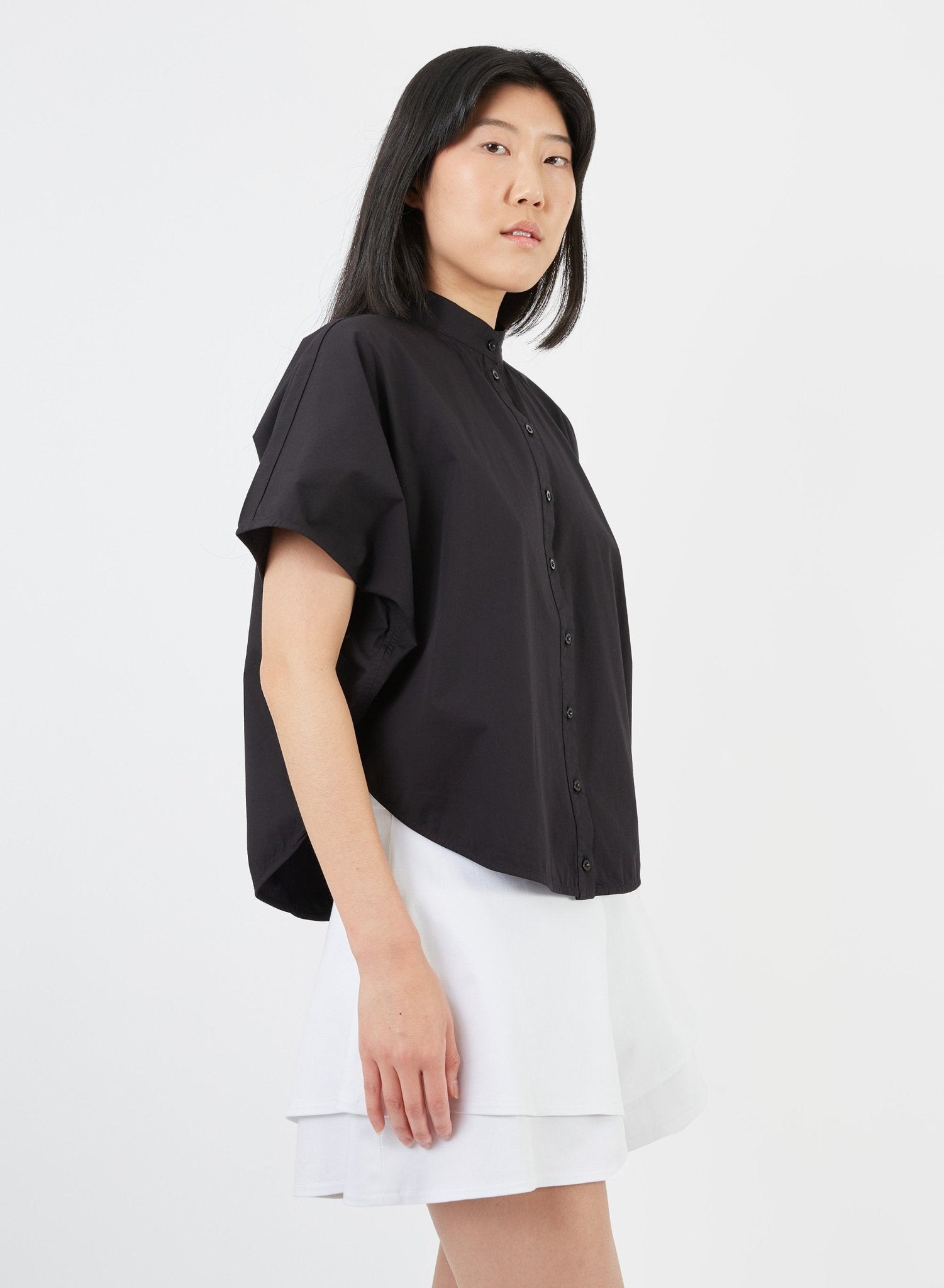 Rounded Hem Shirt - Black - Meg