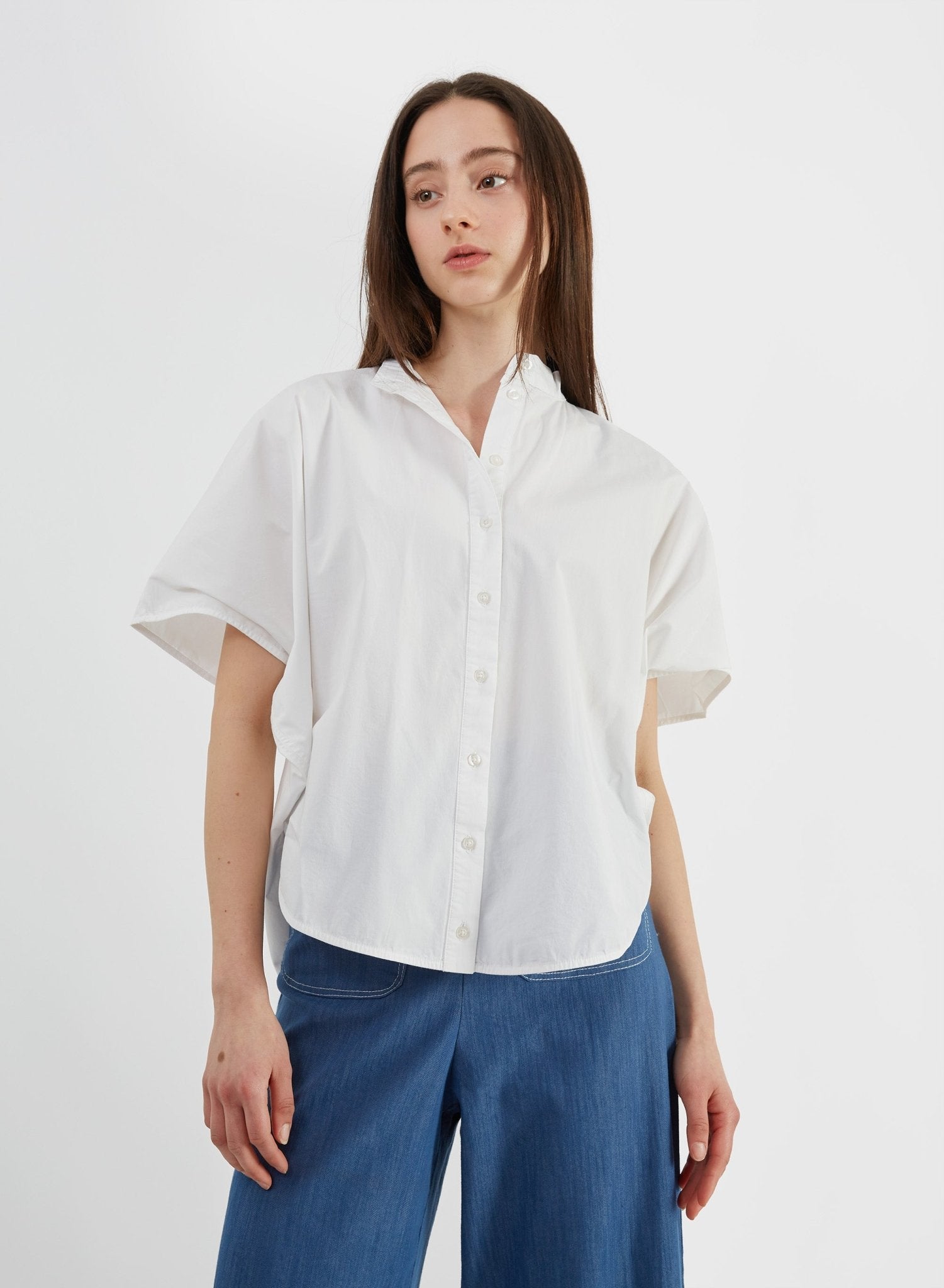 Rounded Hem Shirt - White - Meg