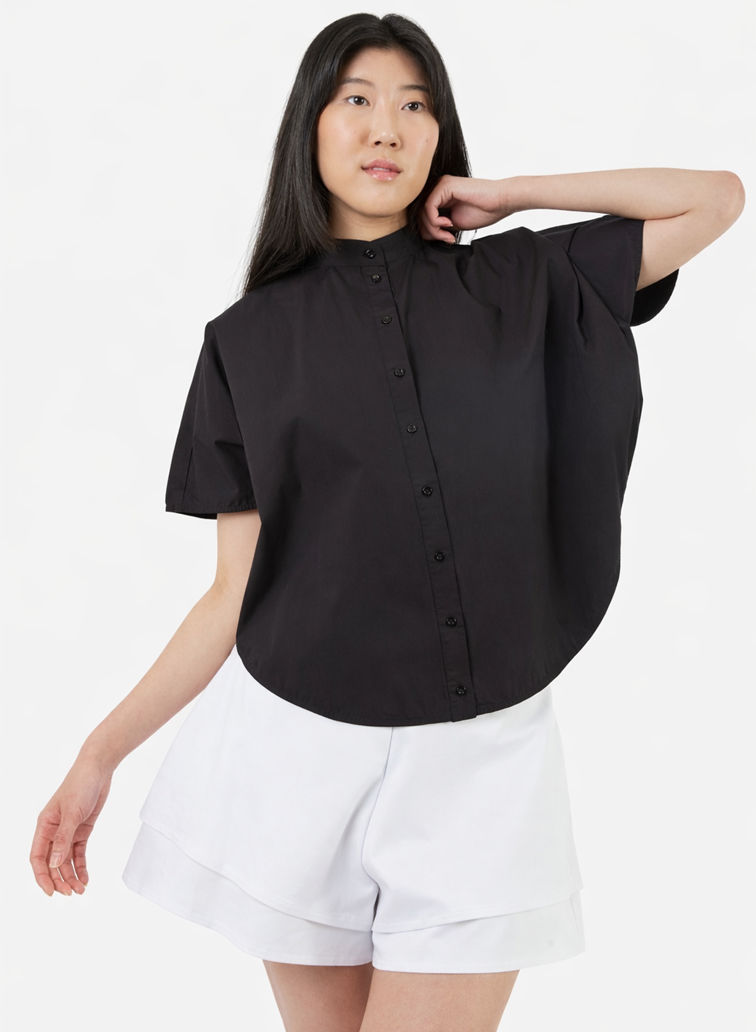 Rounded Hem Shirt - Black