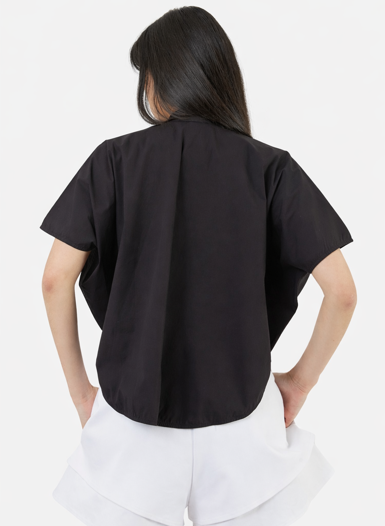 Rounded Hem Shirt - Black